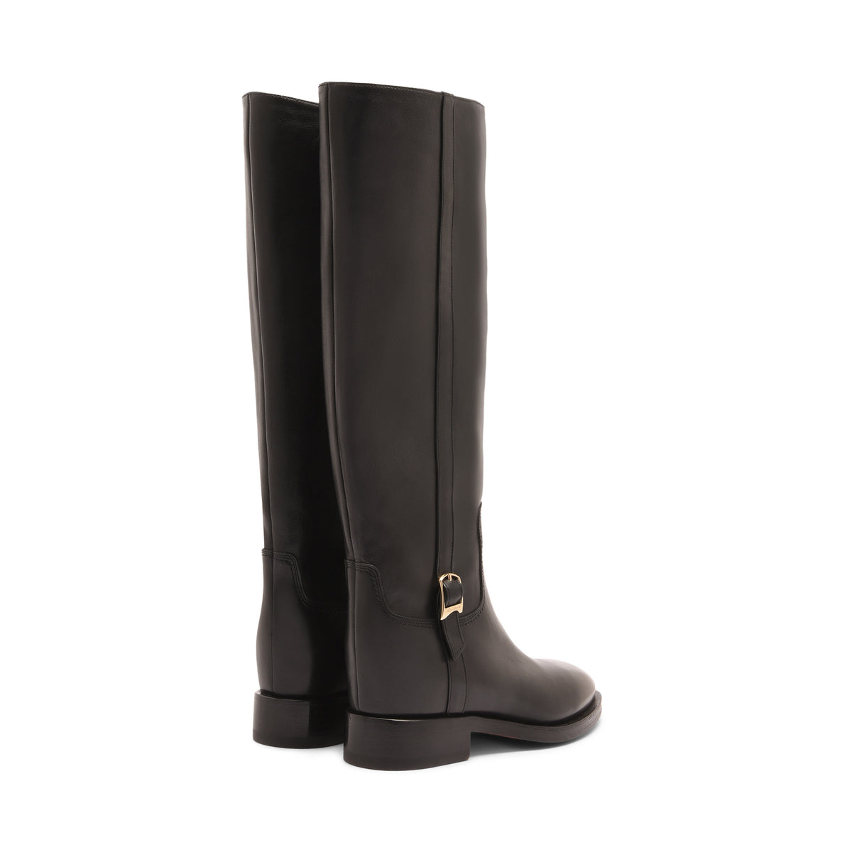 Schwarze hohe Lederstiefel