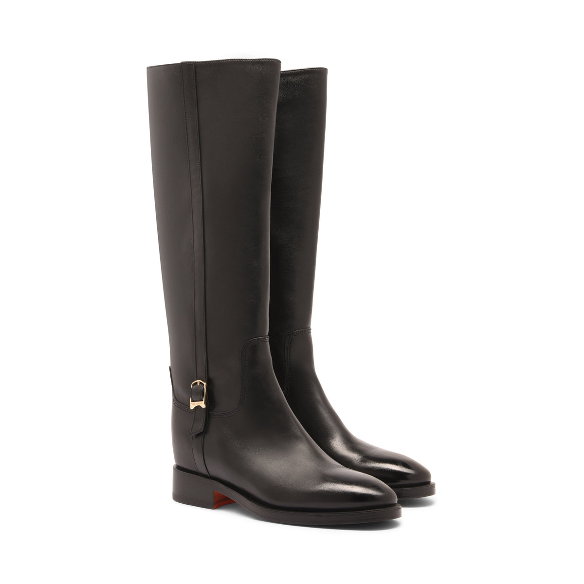 Schwarze hohe Lederstiefel