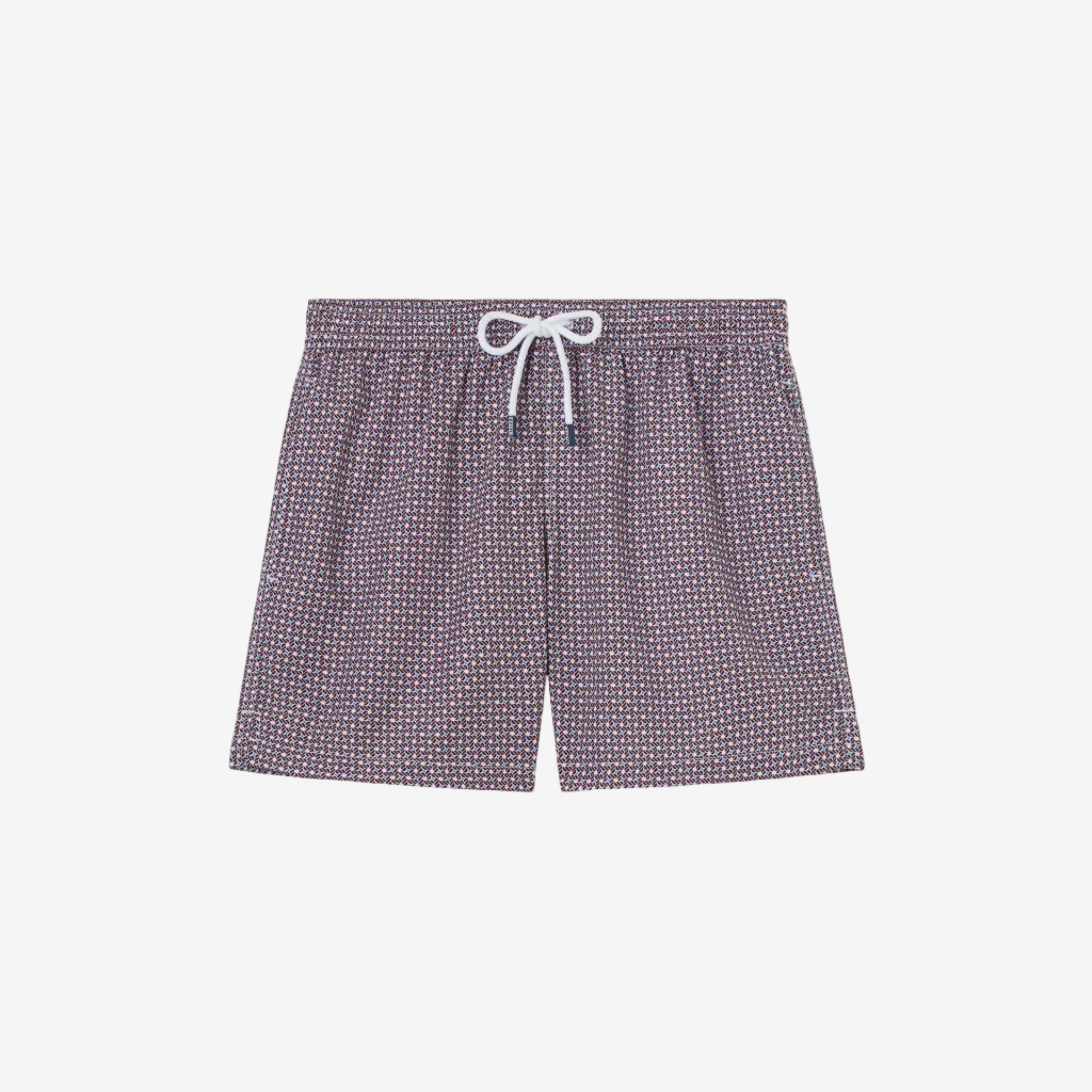 Madeira Sustainable Swim Trunk Burgundy Vintage Pattern