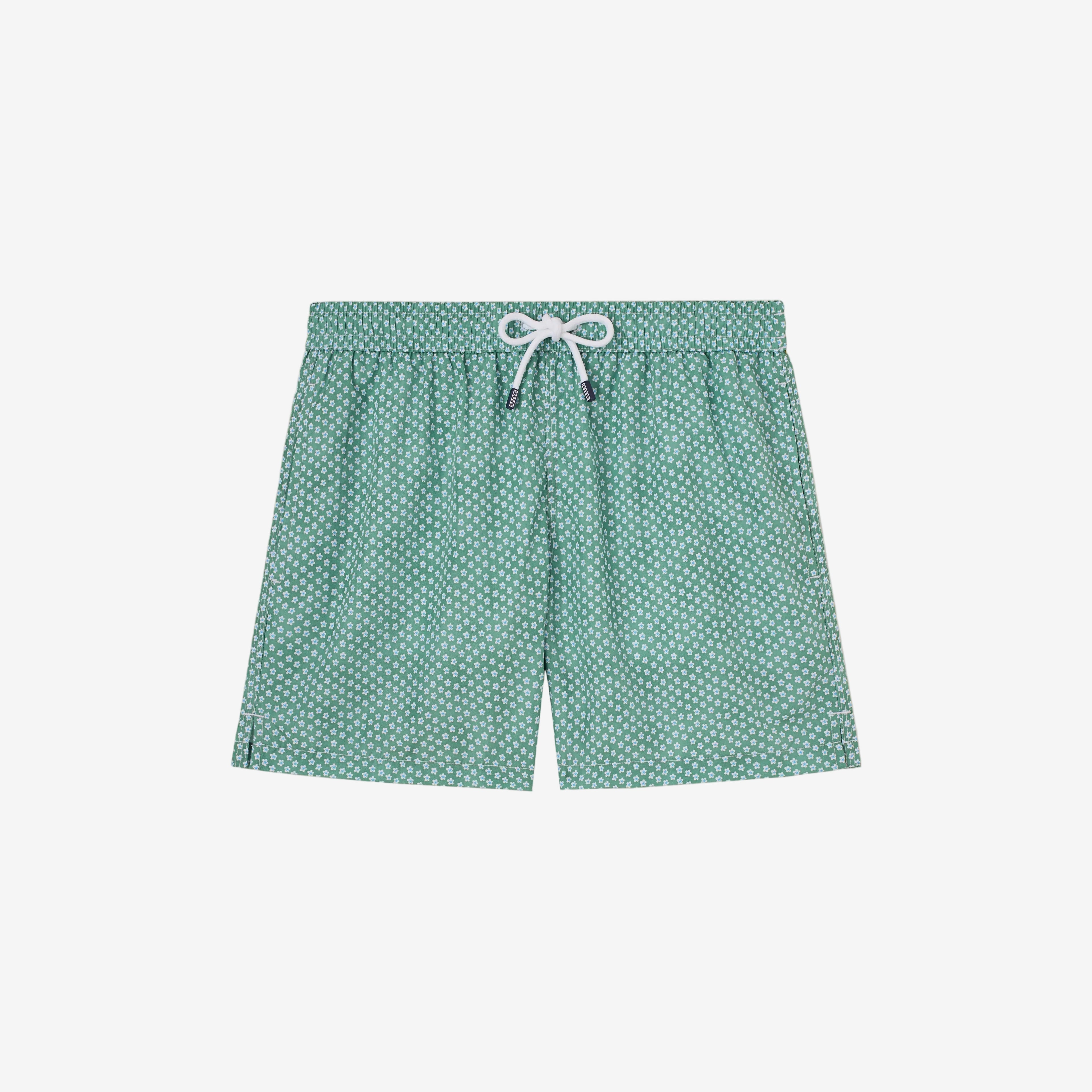 Madeira Sustainable Swim Trunk Green Tiny Stars Pattern