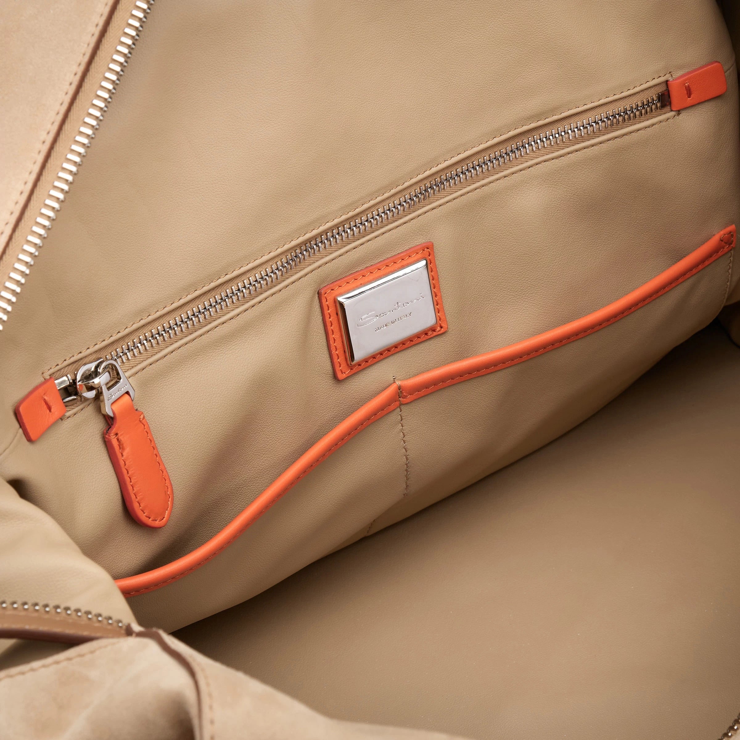 Bolso Week-end de ante y cuero beige