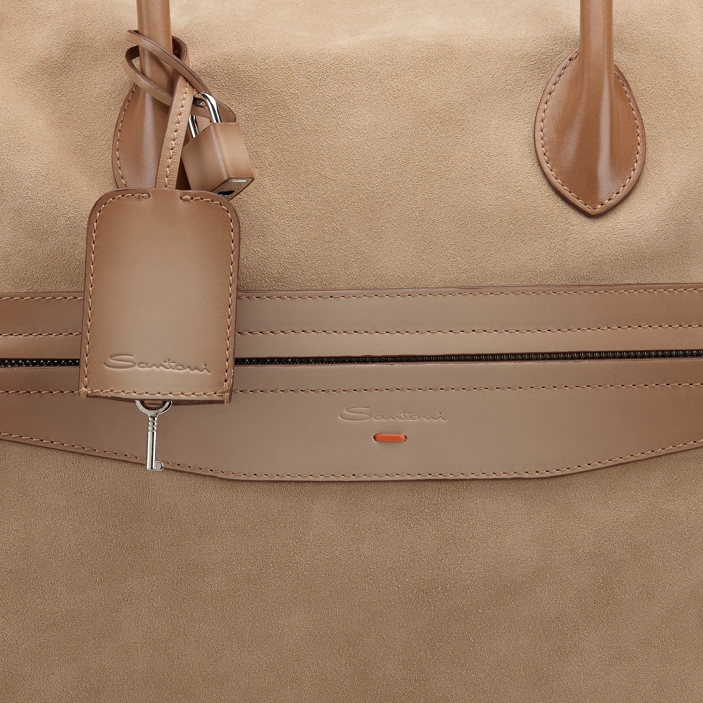 Bolso Week-end de ante y cuero beige