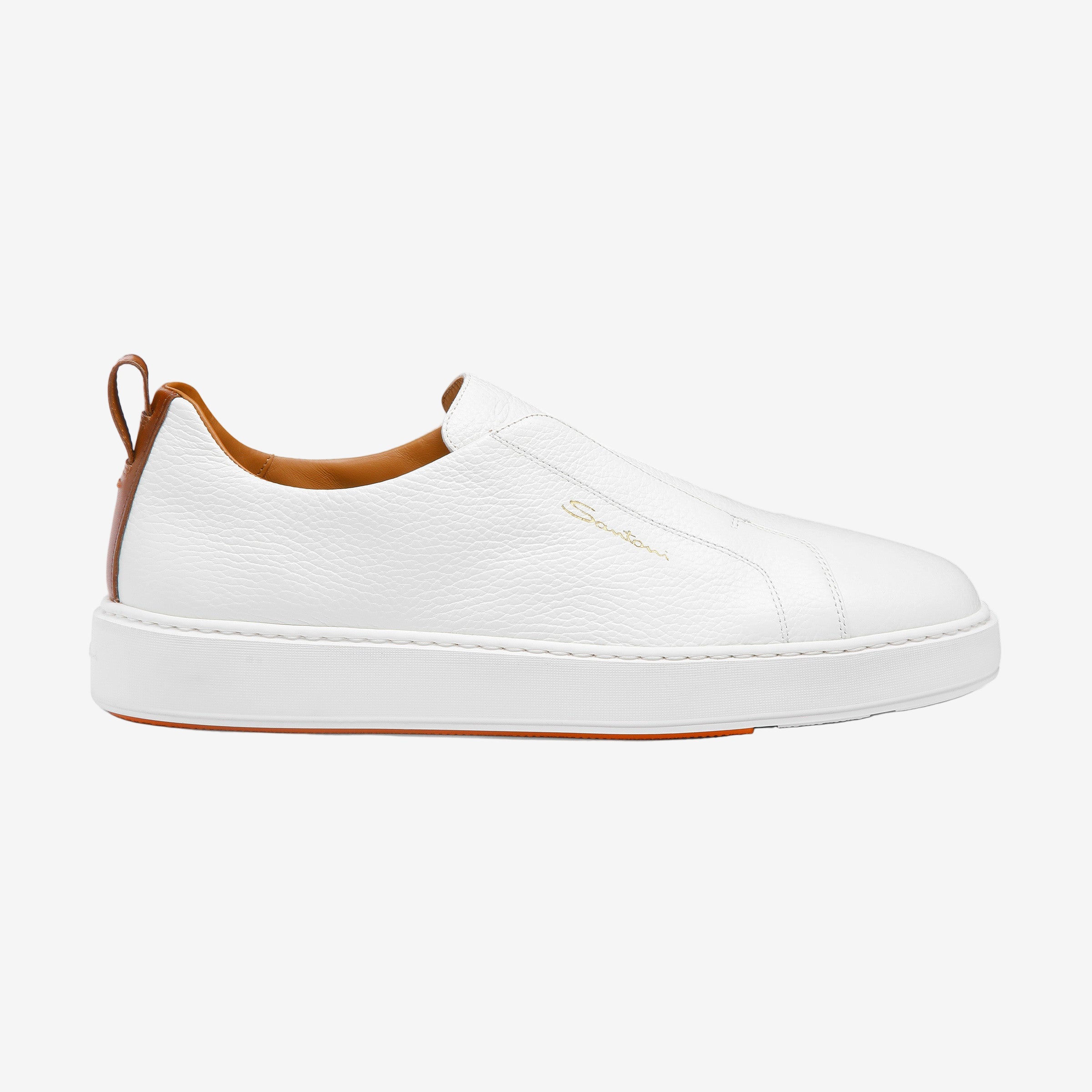 Weisse Turnschuhe Leder Hineinschlüpfen