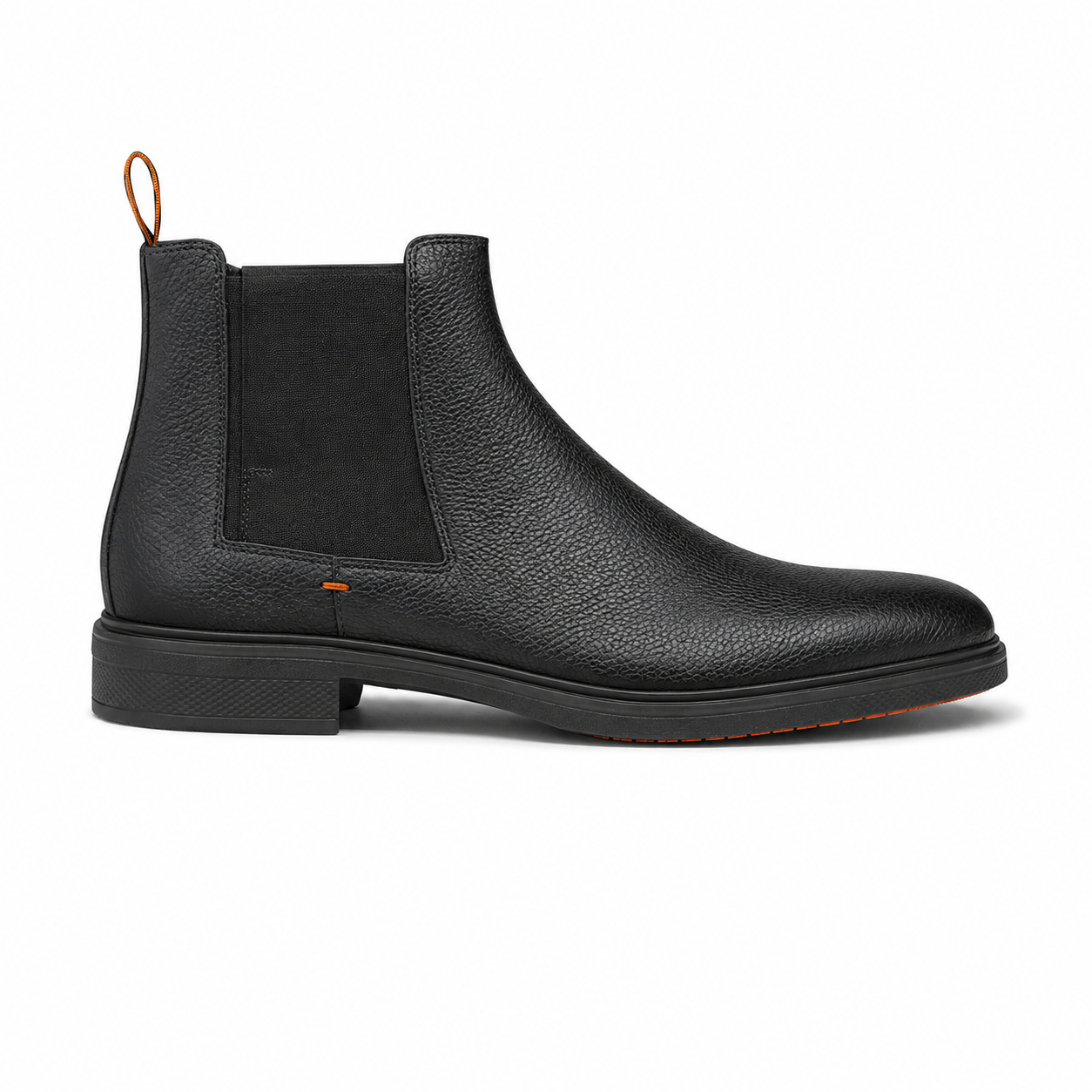 Black Grained Leather Easy Boots