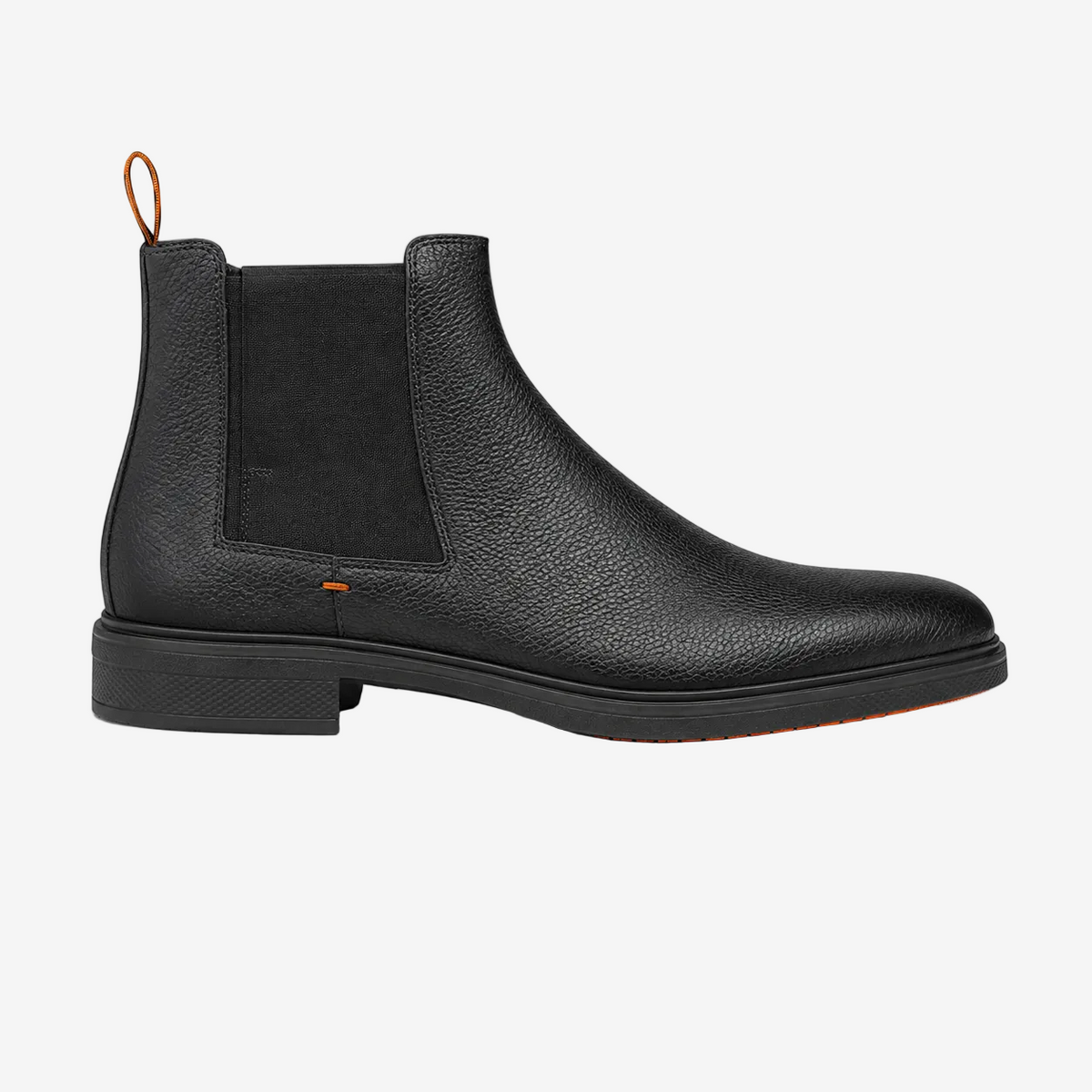 Black Grained Leather Easy Boots