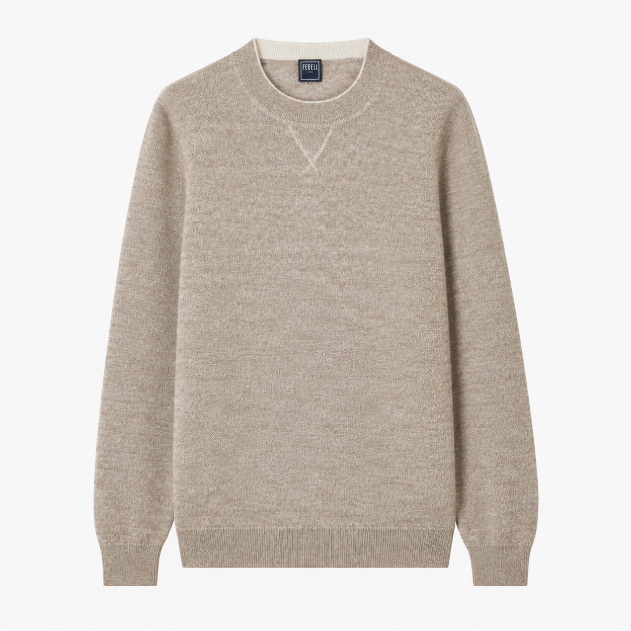 Beige Cashmere Crew Neck Knitwear