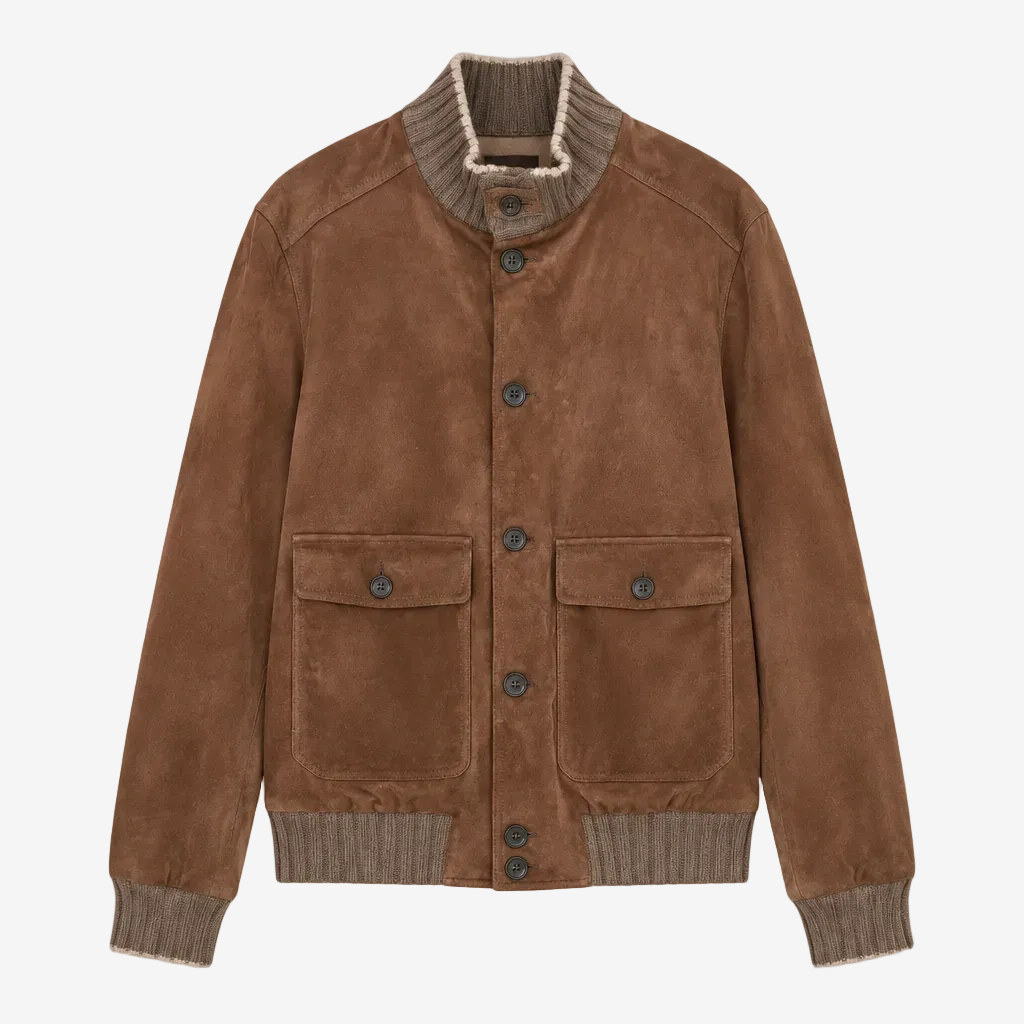 Brown Verbier Suede Cashmere Padded Bomber
