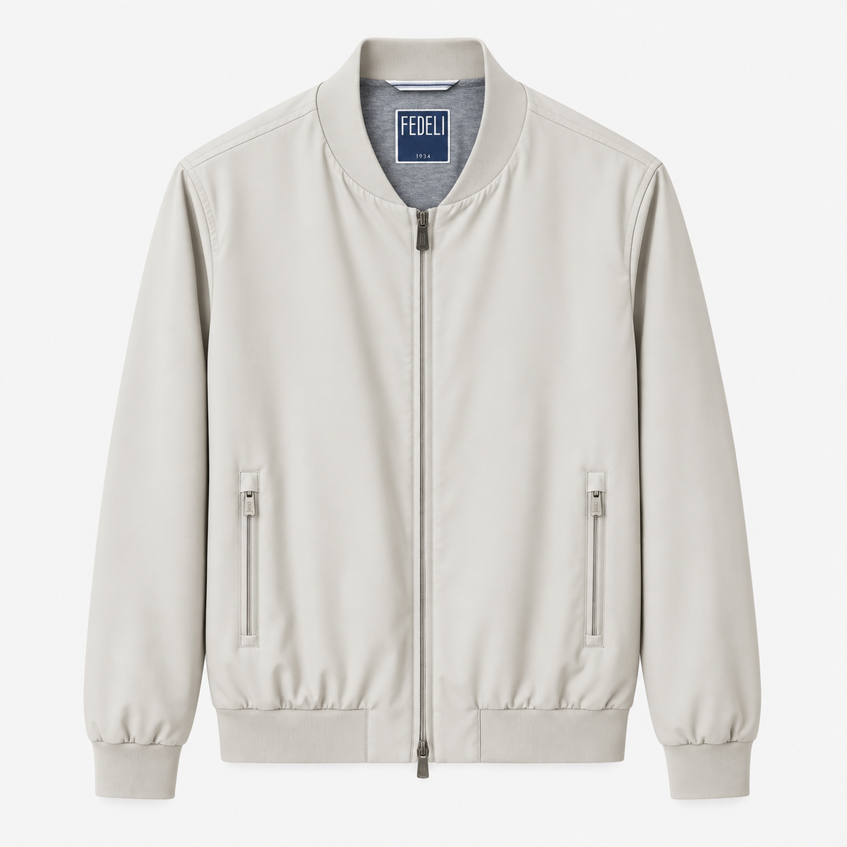 Light Gray Nylon Stretch lined Bomber