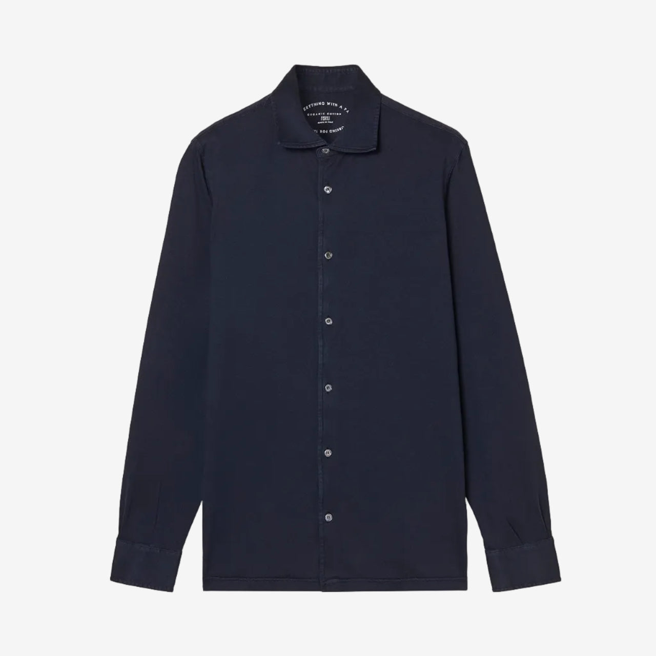 Dark Blue Giza Organic Cotton Long Sleeve Shirt