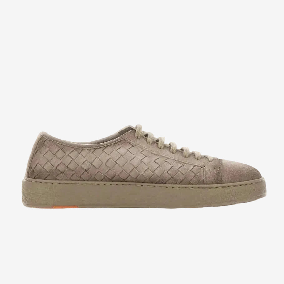 Beige Suède Geweven Sneakers