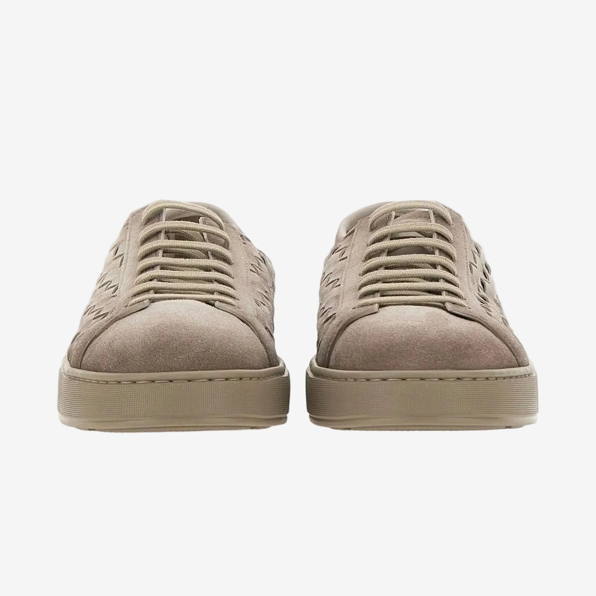 Beige Suède Geweven Sneakers