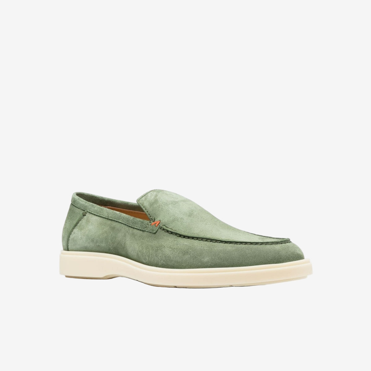 santoni-green-suede-loafers-white-sole