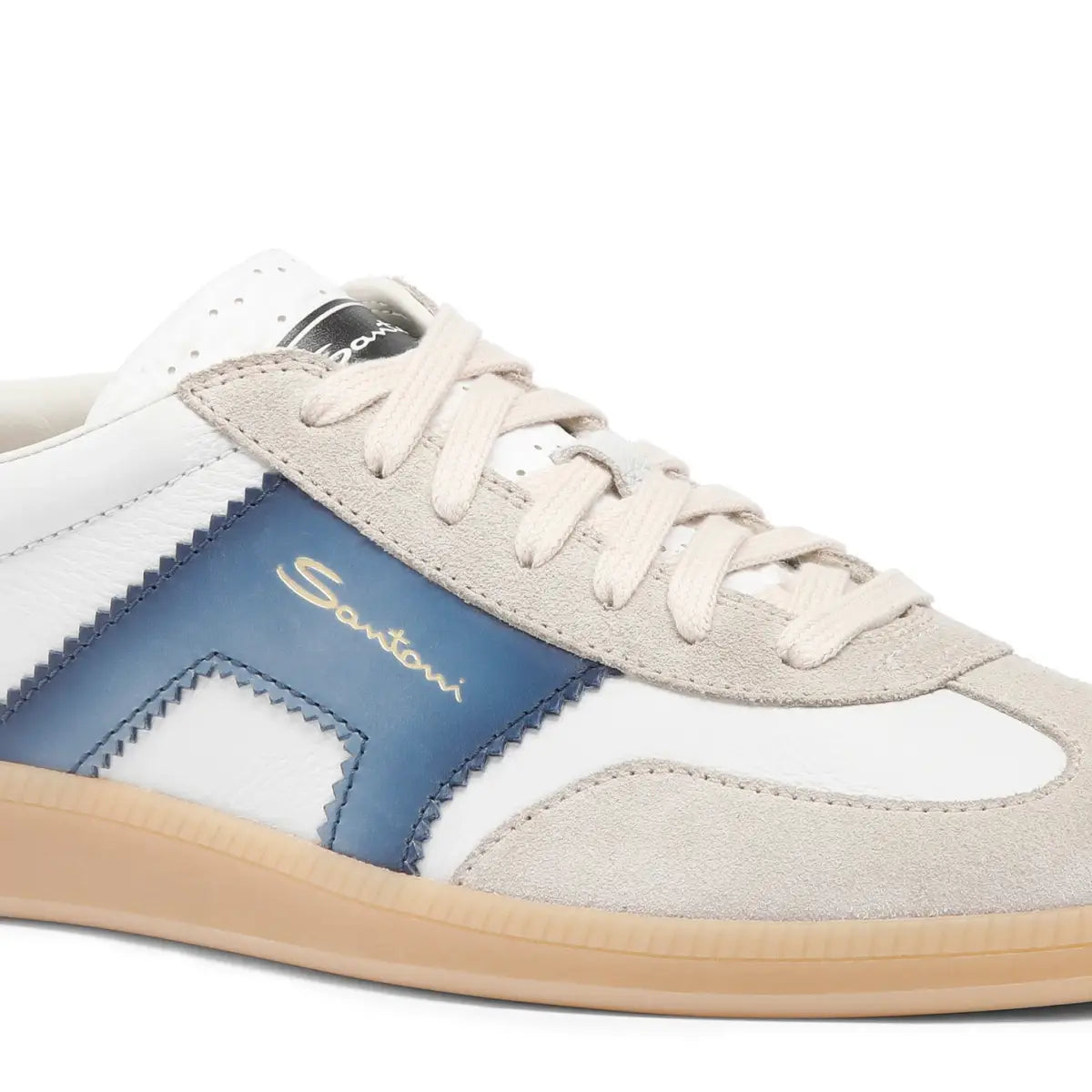 White Panelled Leather Sneakers