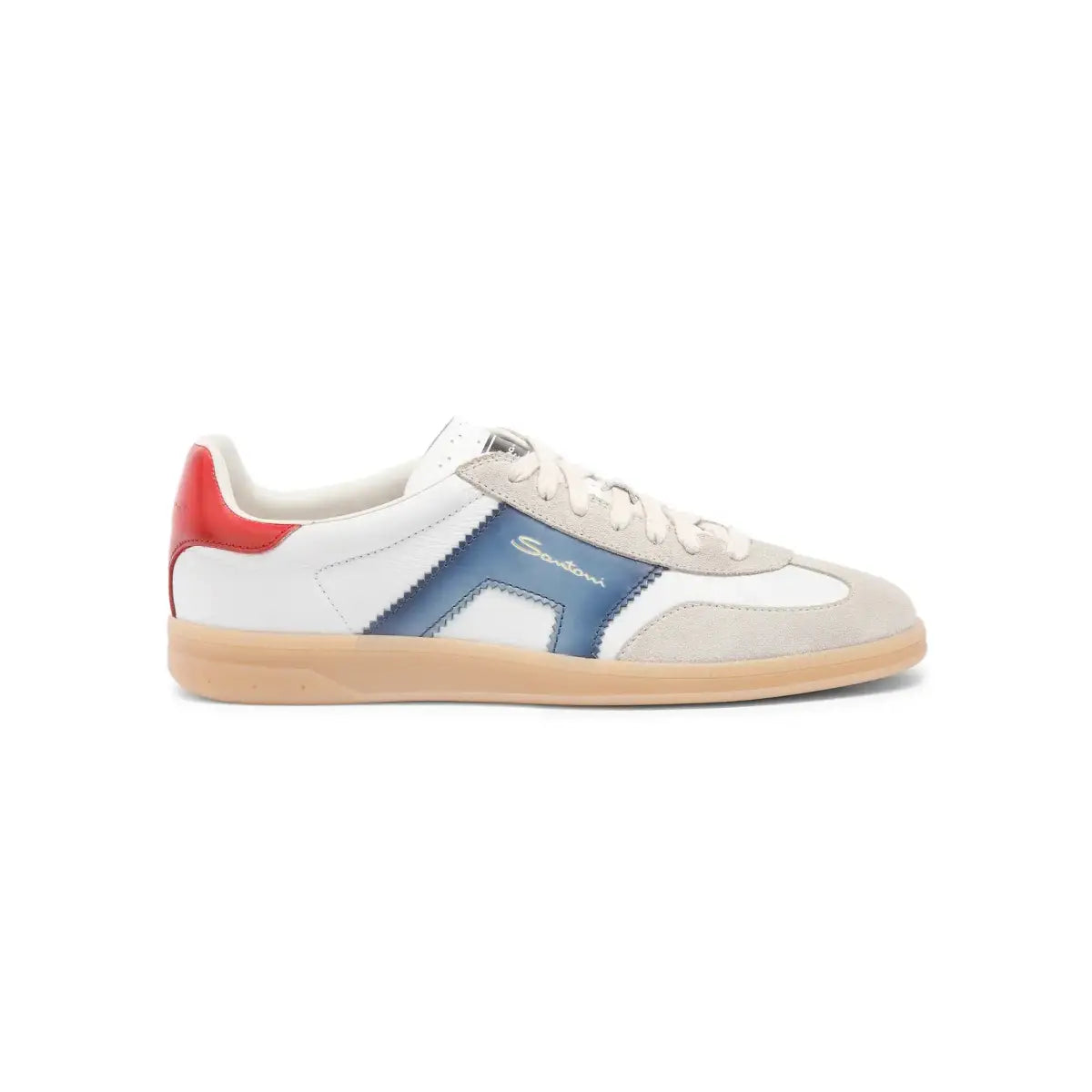 White Panelled Leather Sneakers