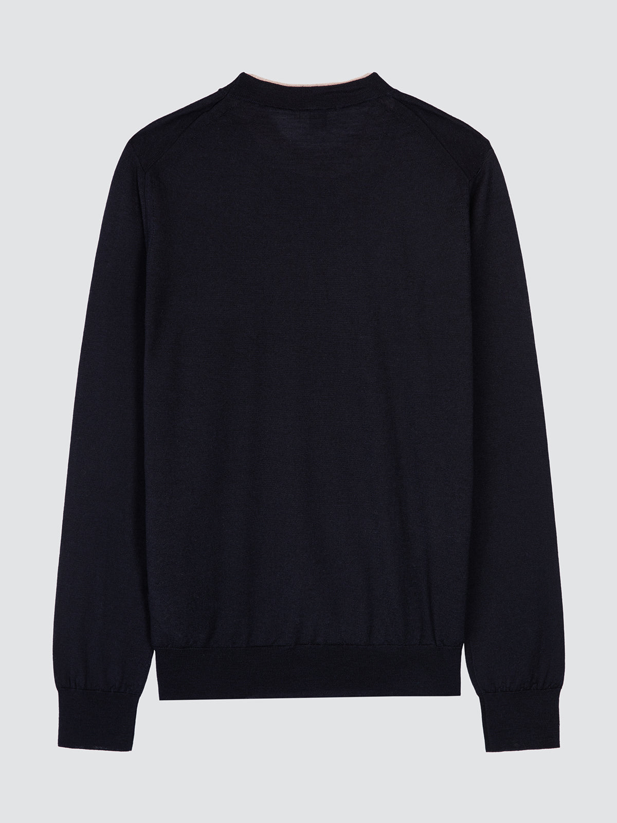 Long Sleeve Sweater in Navy Blue Wool and Silk