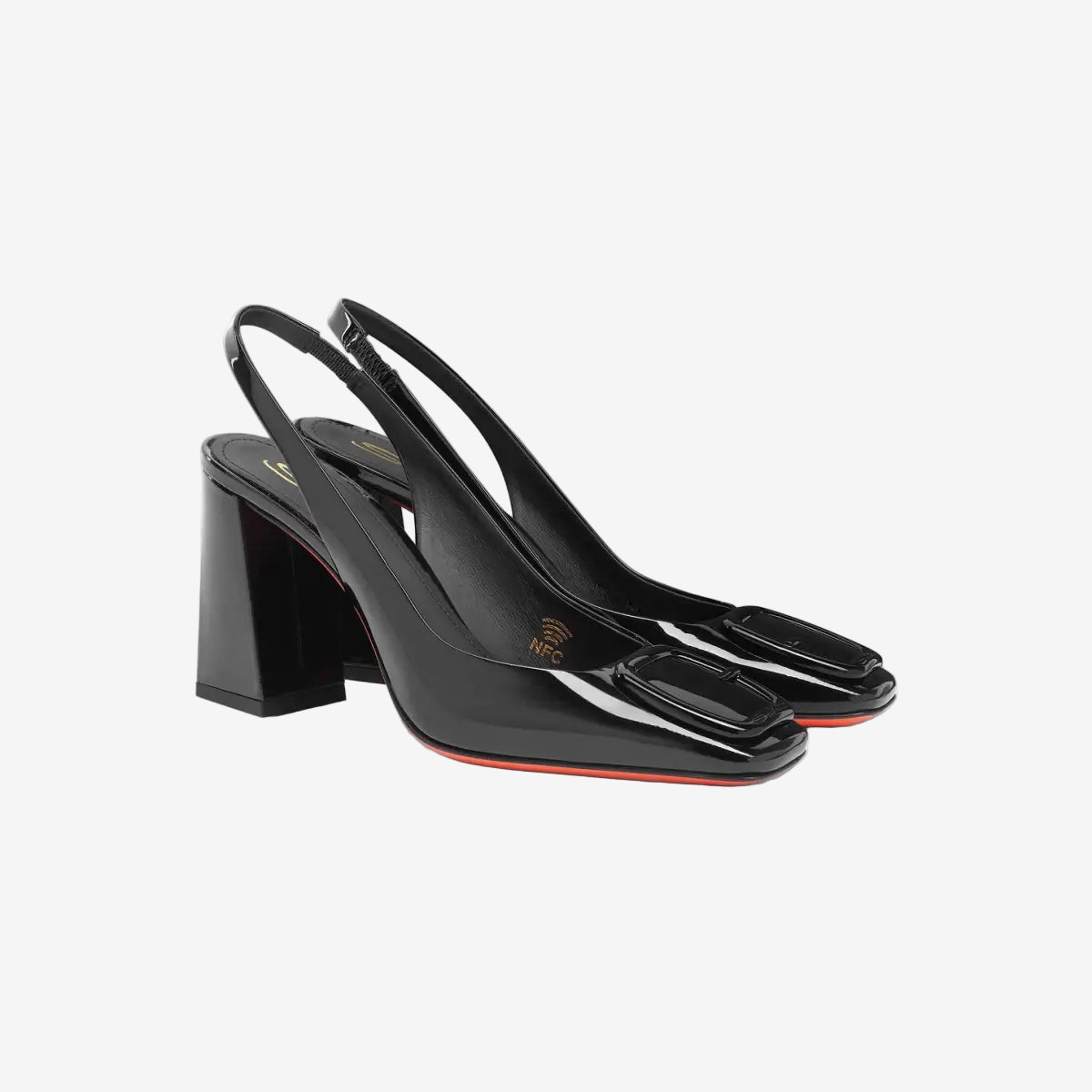 Zwarte Lakleren Hoge Hak Slingback