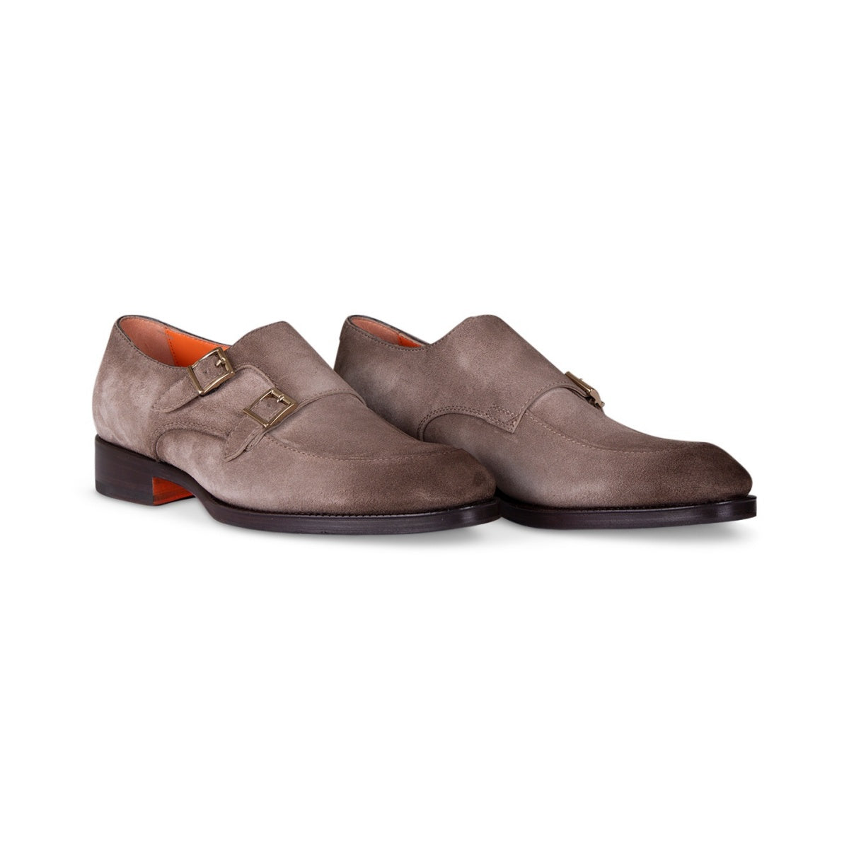 santoni-suede-beige-double-buckle-classic-shoes