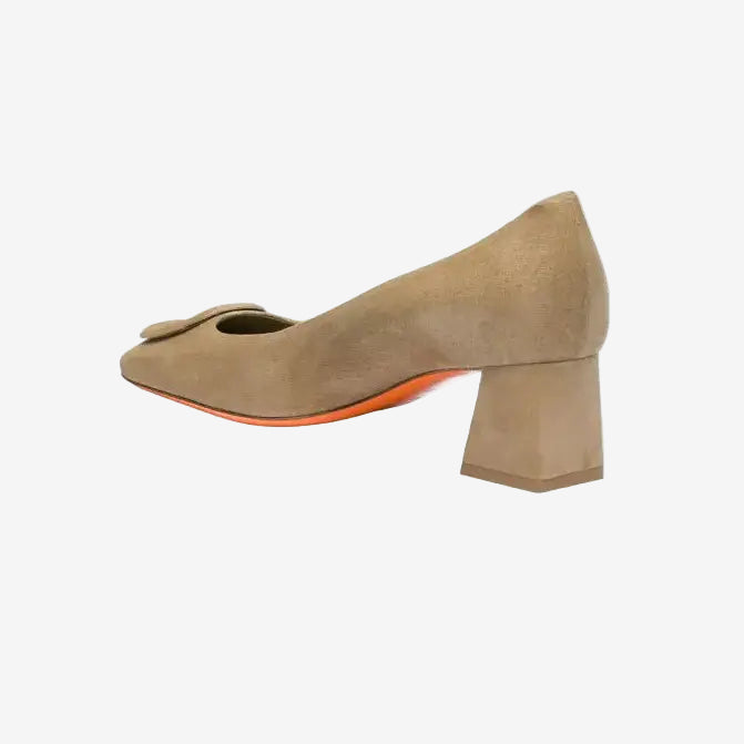 Beige Wildleder-Pumps quadratischer Spitze