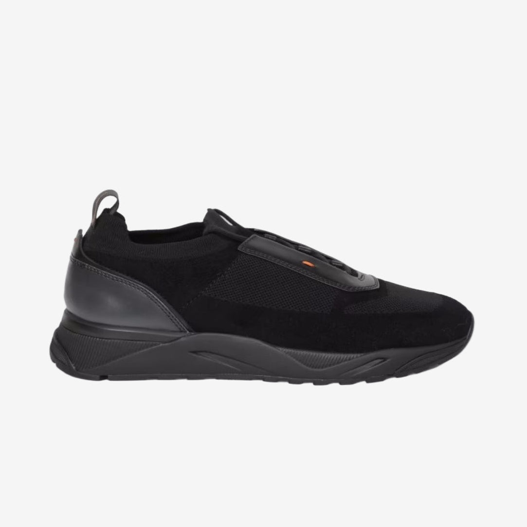 Schwarze Gestrickte Panel-Sneakers Ton-Sohle