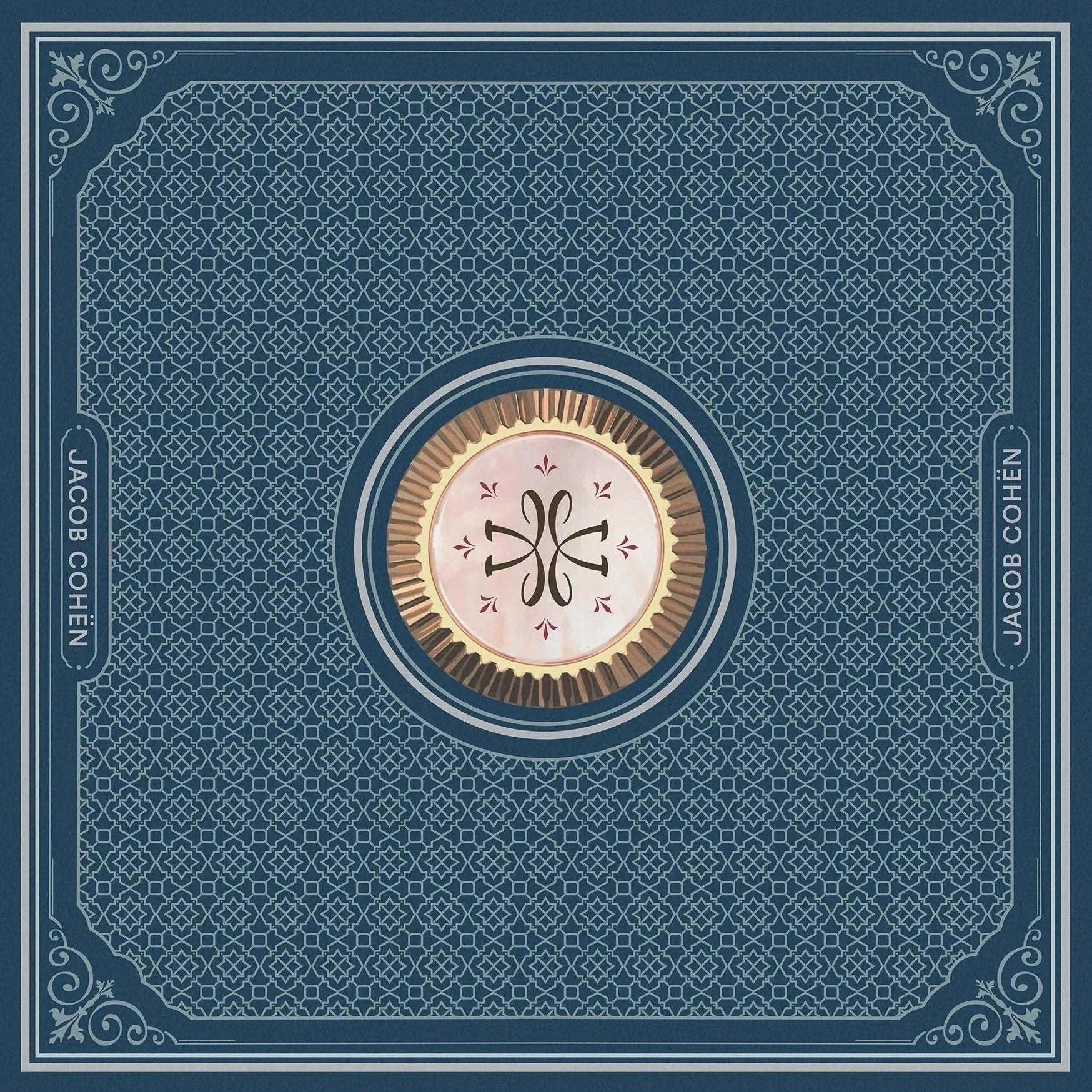 Blue patterned bandana with a central emblem Rolex by Jacob Cohën on a beige background