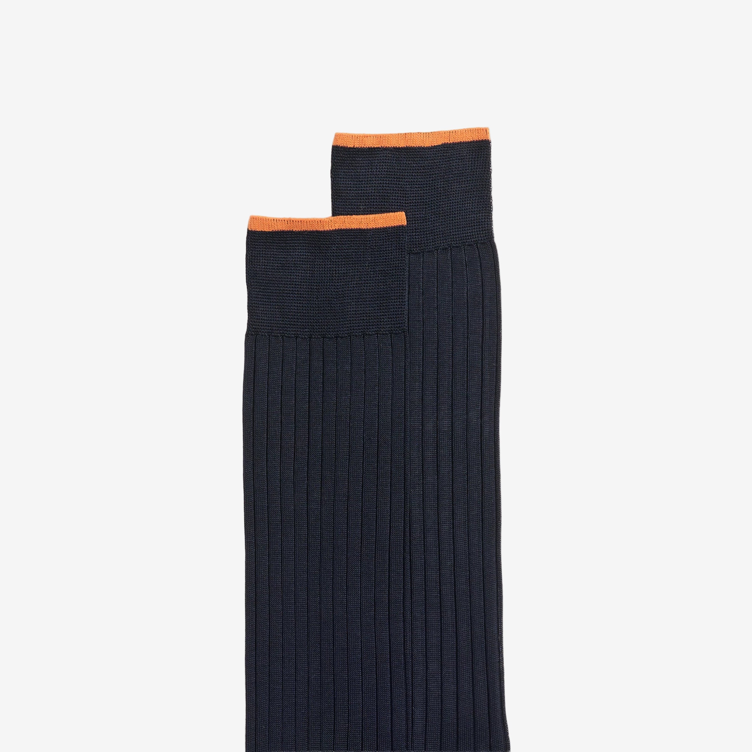 Blue mercerised cotton crew socks