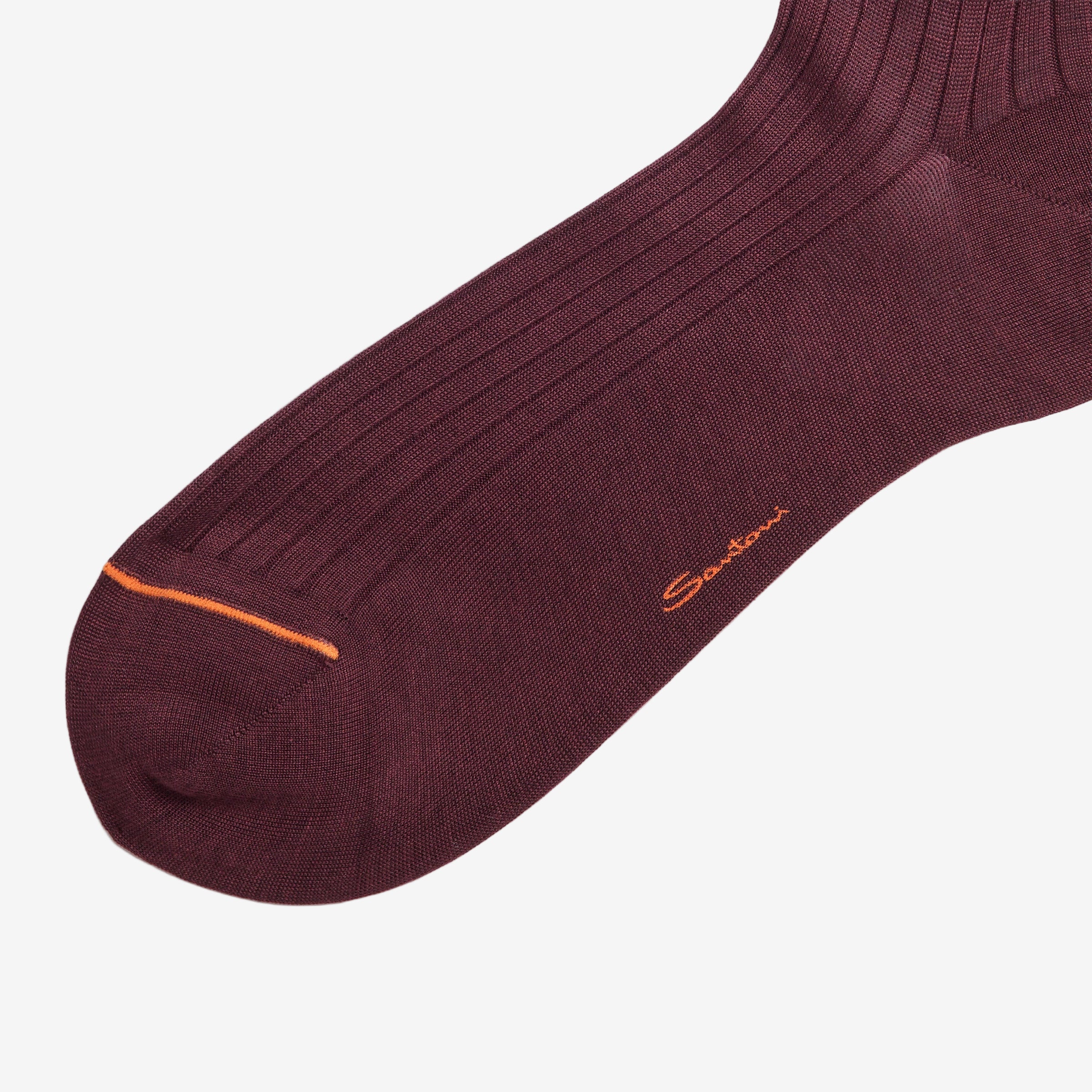 Purple mercerised cotton crew socks
