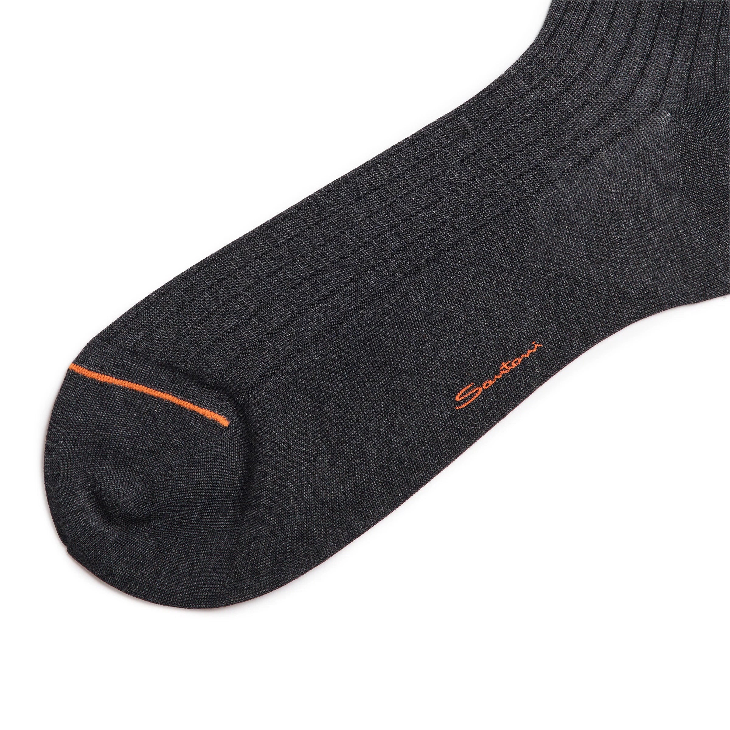 Grey mercerised cotton crew socks