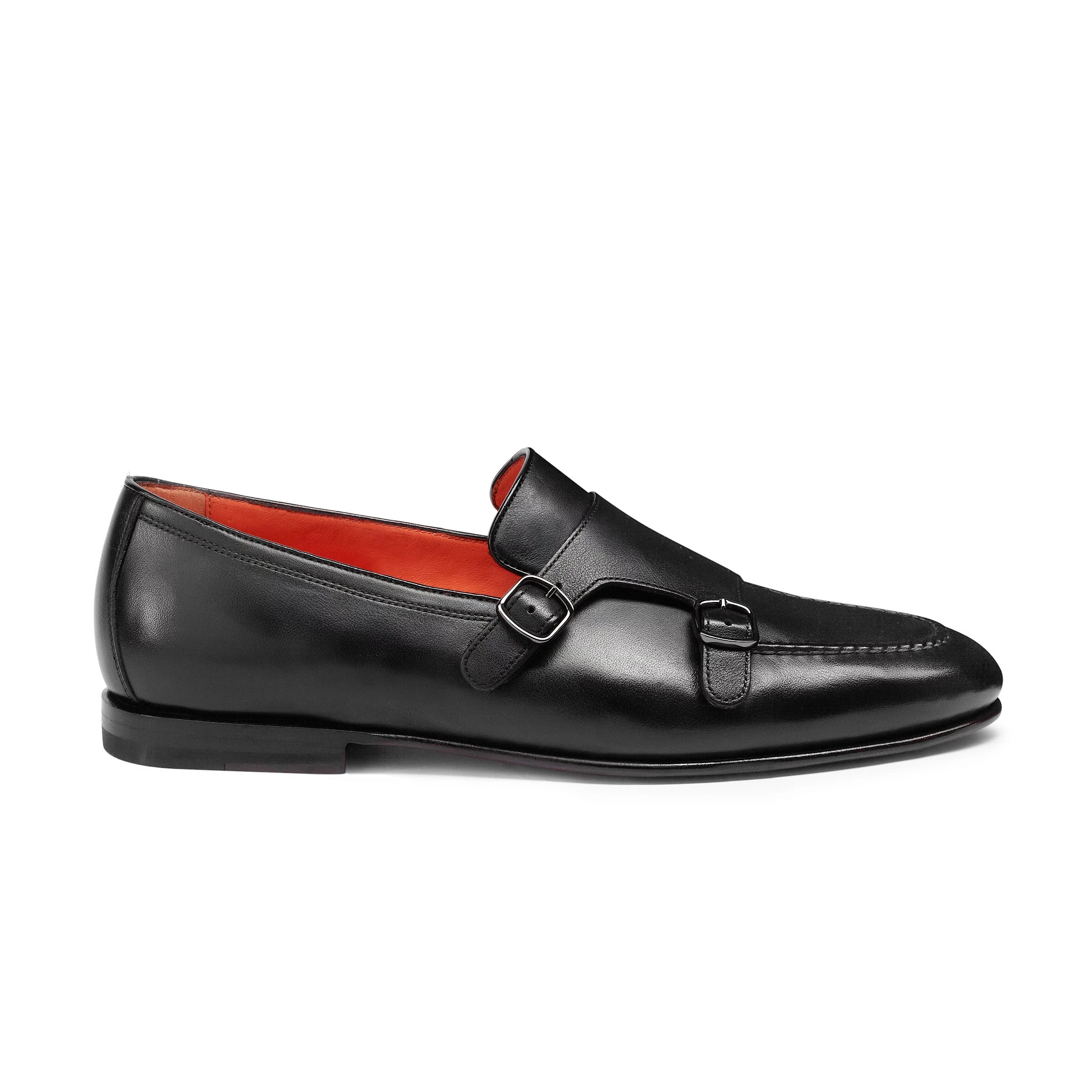 Loafer Poliertem Schwarz Leder Doppelschnalle