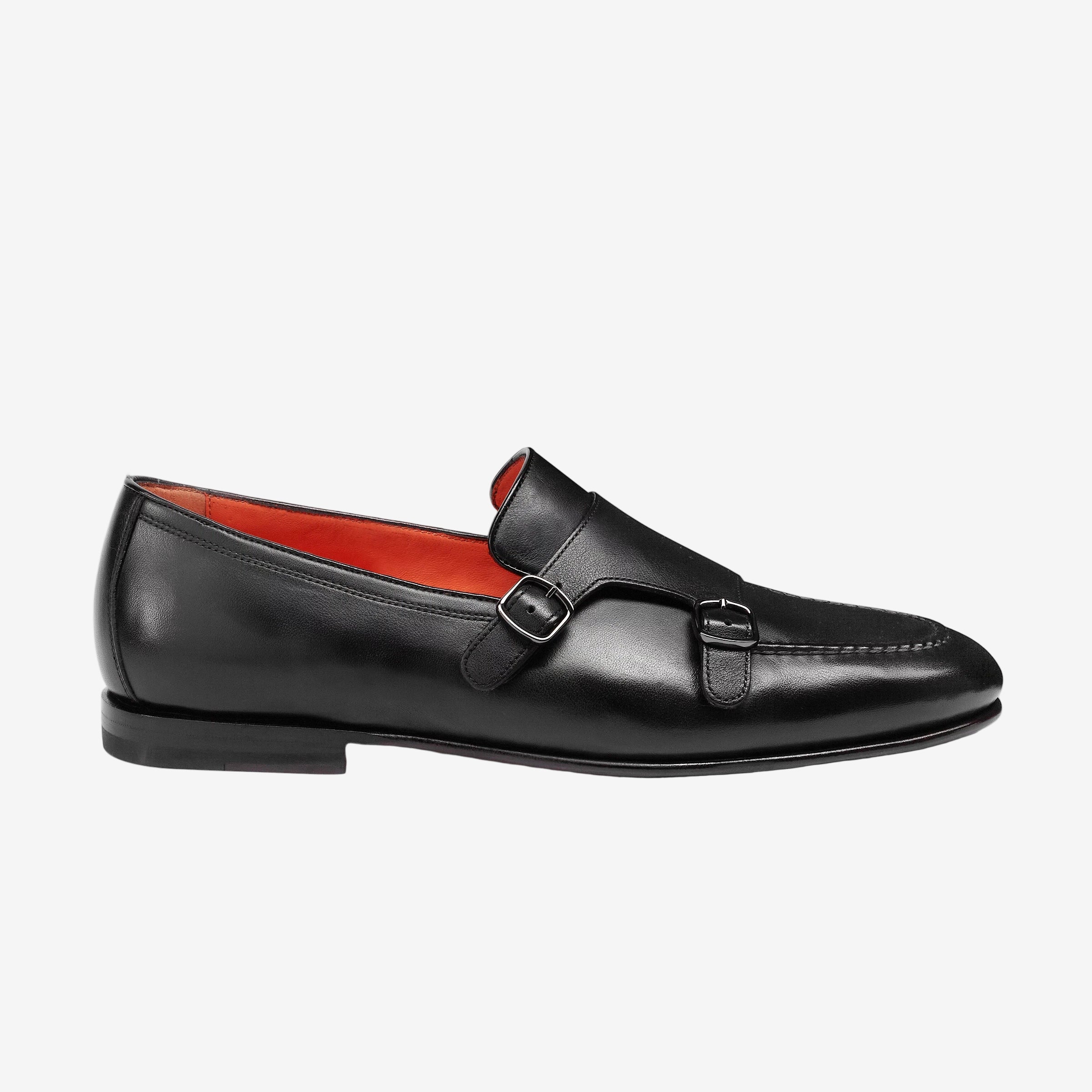 Loafer Poliertem Schwarz Leder Doppelschnalle