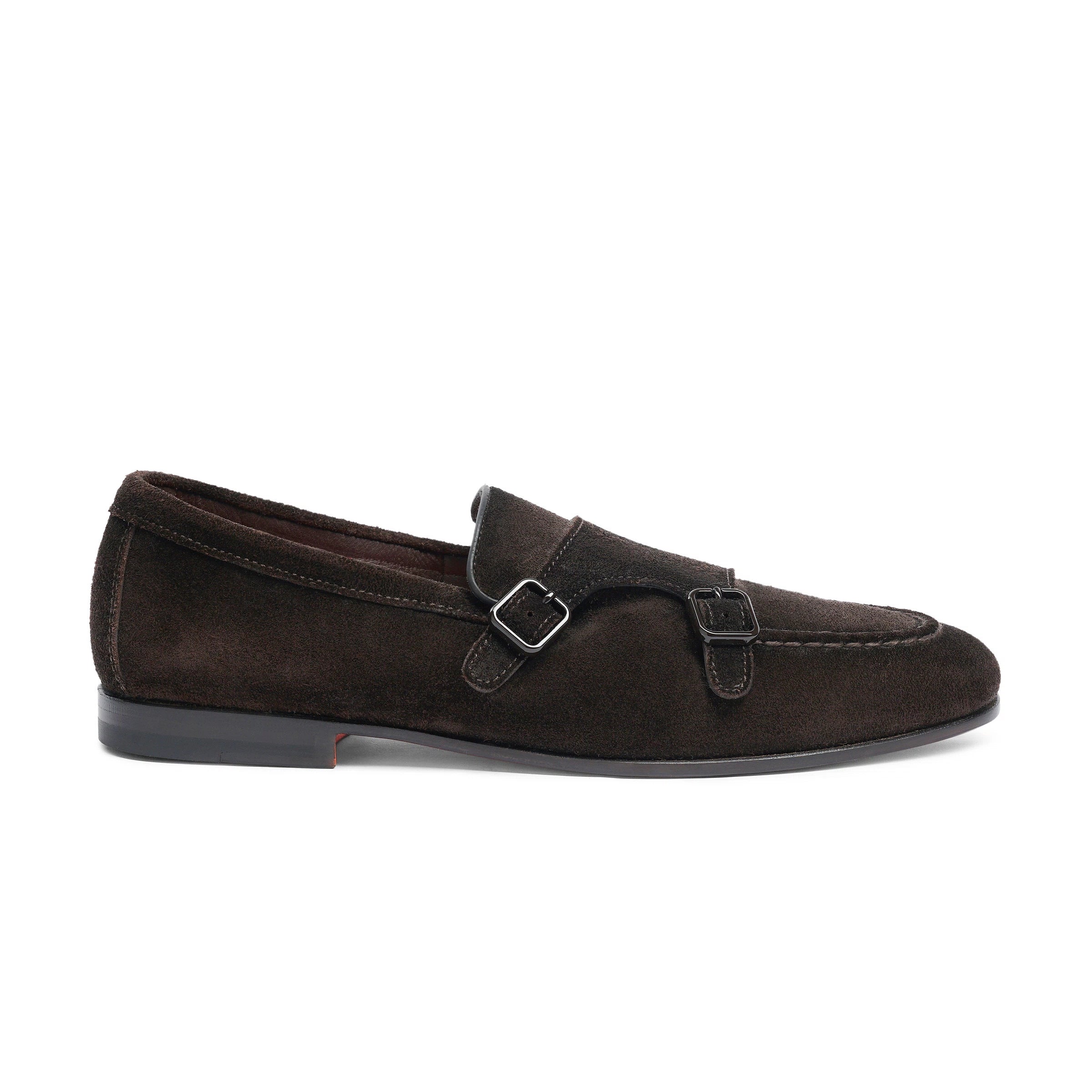 Bruin Suède Dubbele Gesp Loafers