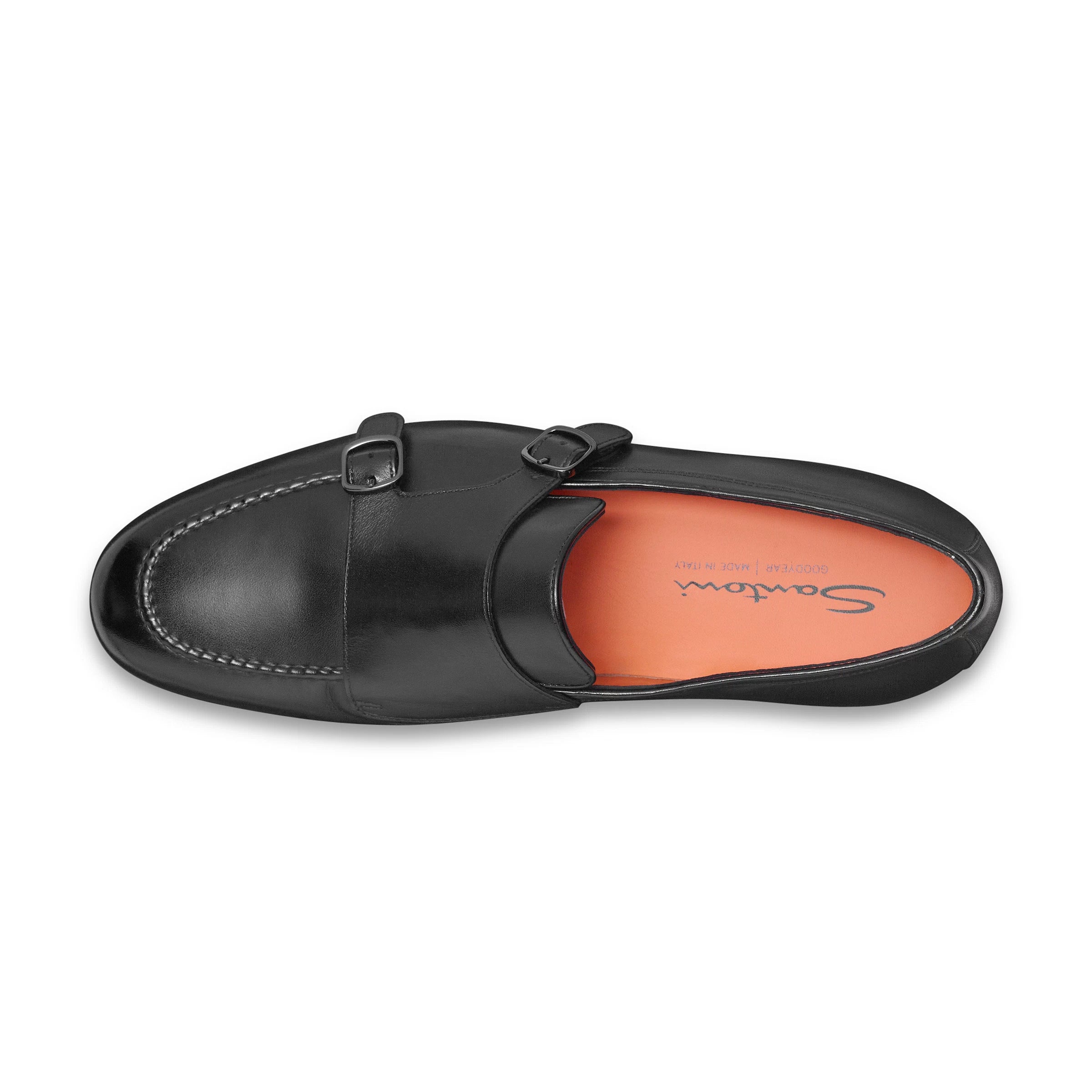 Loafer Poliertem Schwarz Leder Doppelschnalle