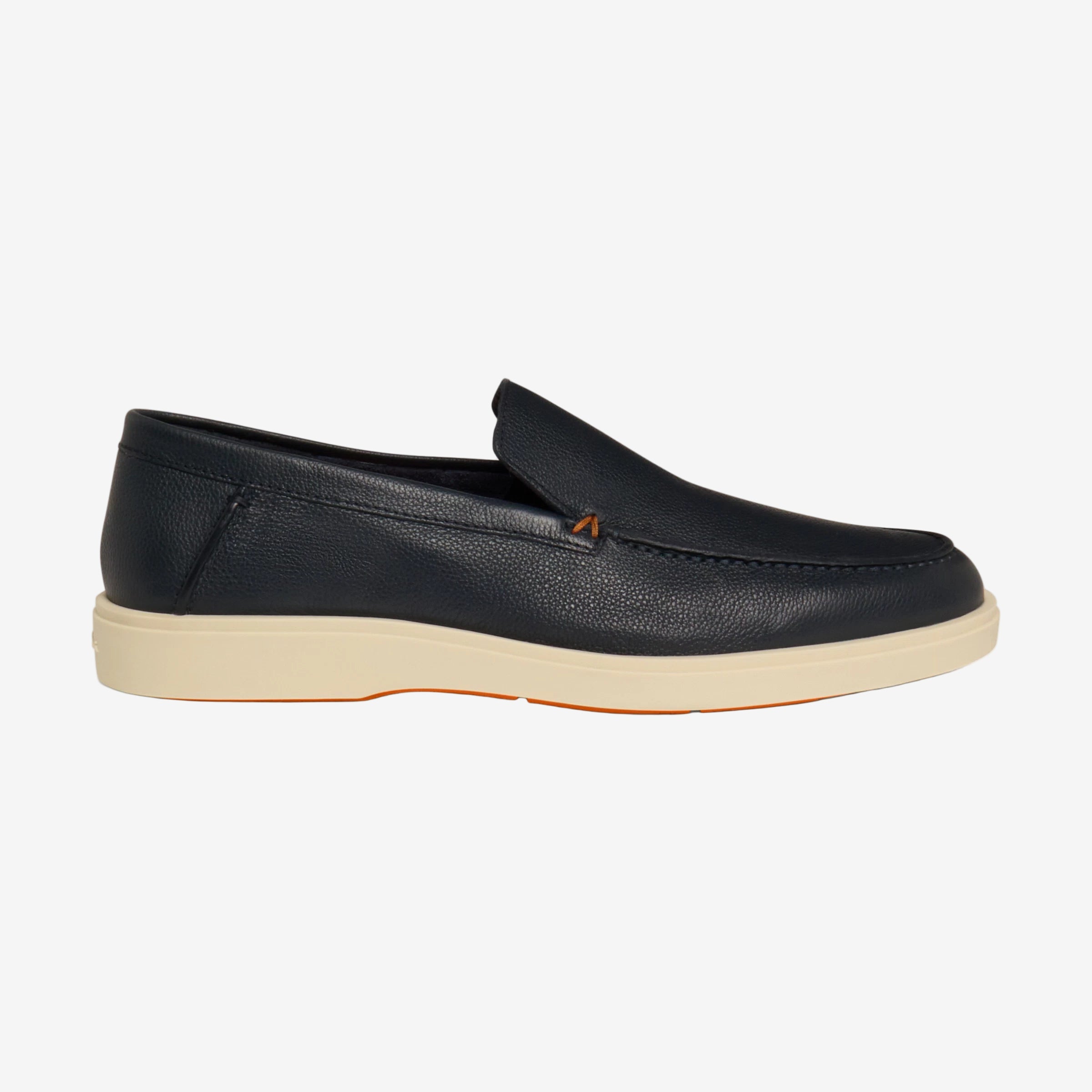 Dunkelblauer Herren-Loafer getrommeltem Leder