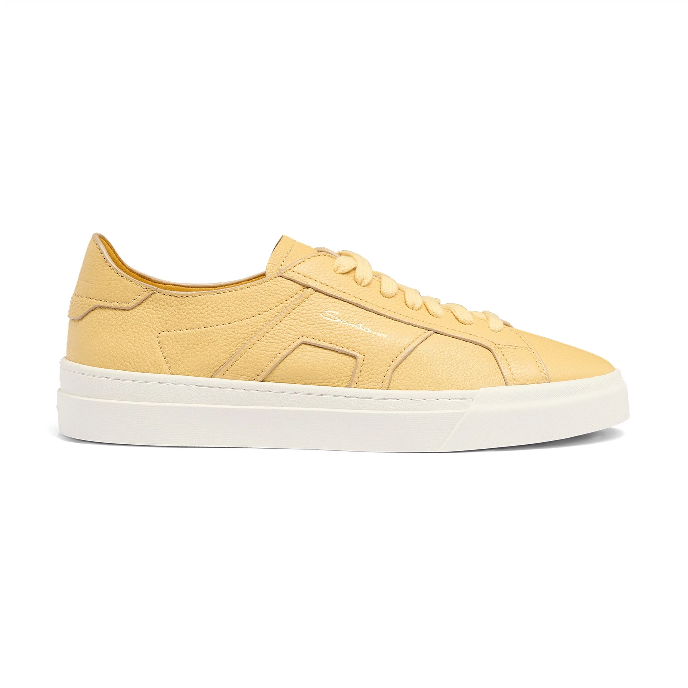 Sneakers piel abatanada doble hebilla amarillo