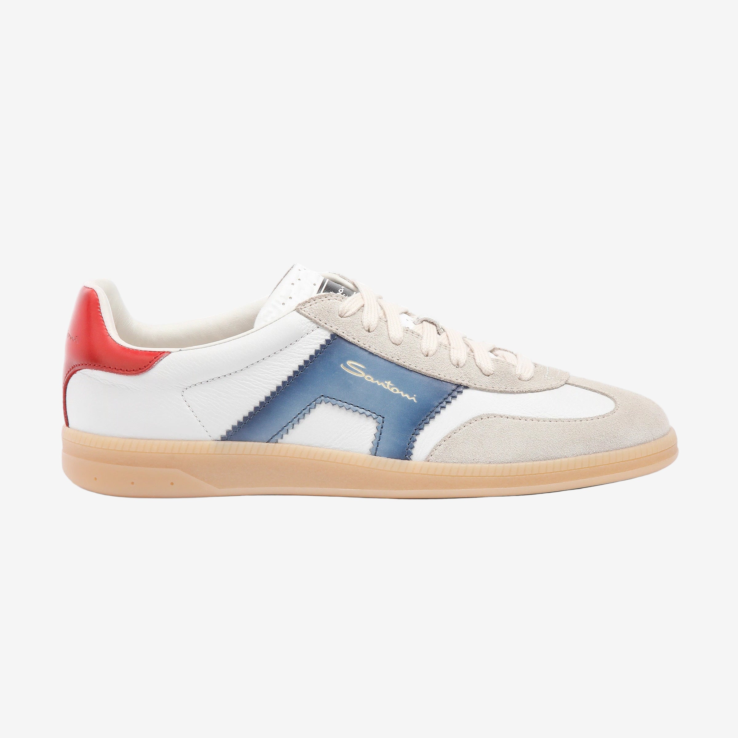 Weiße Getäfelte Leder Sneakers