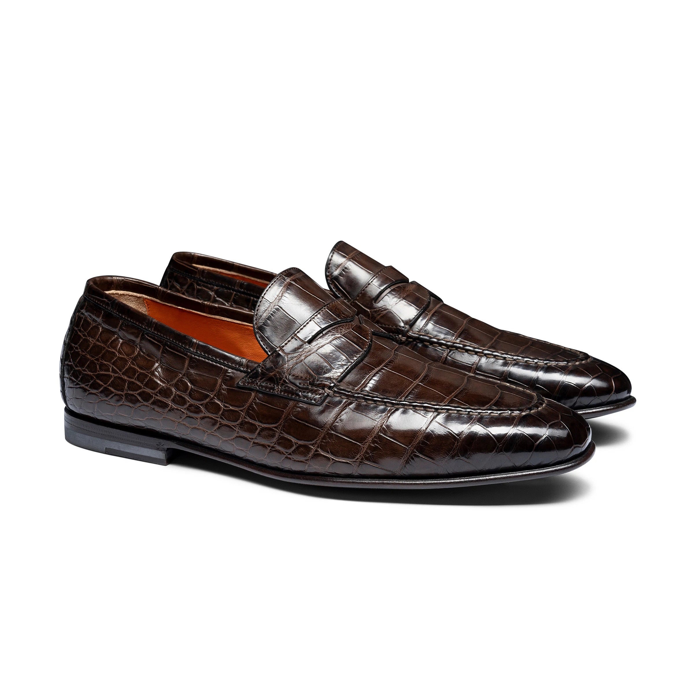 Mocasines Cocodrilo Marrones Oscuro
