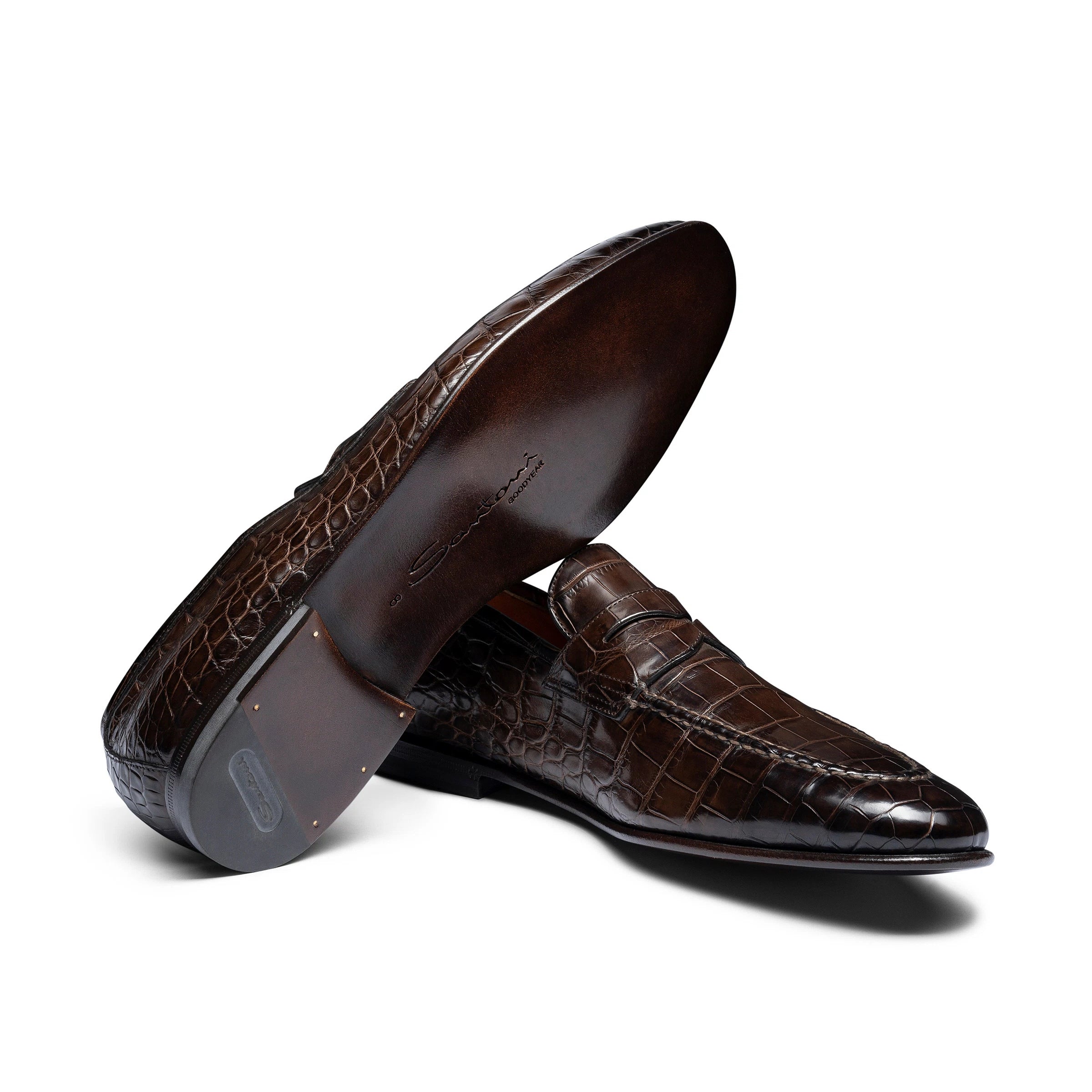 Mocasines Cocodrilo Marrones Oscuro