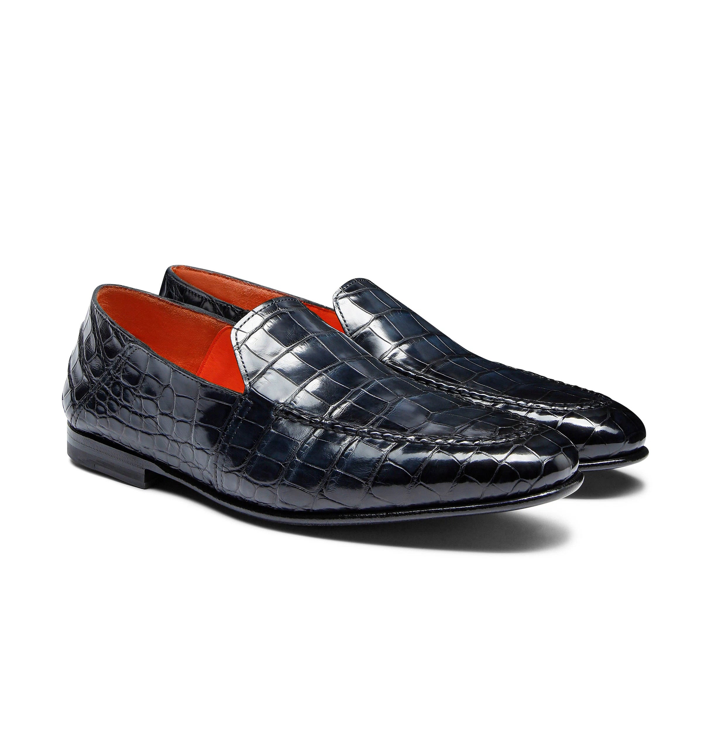 blue alligator leather loafer