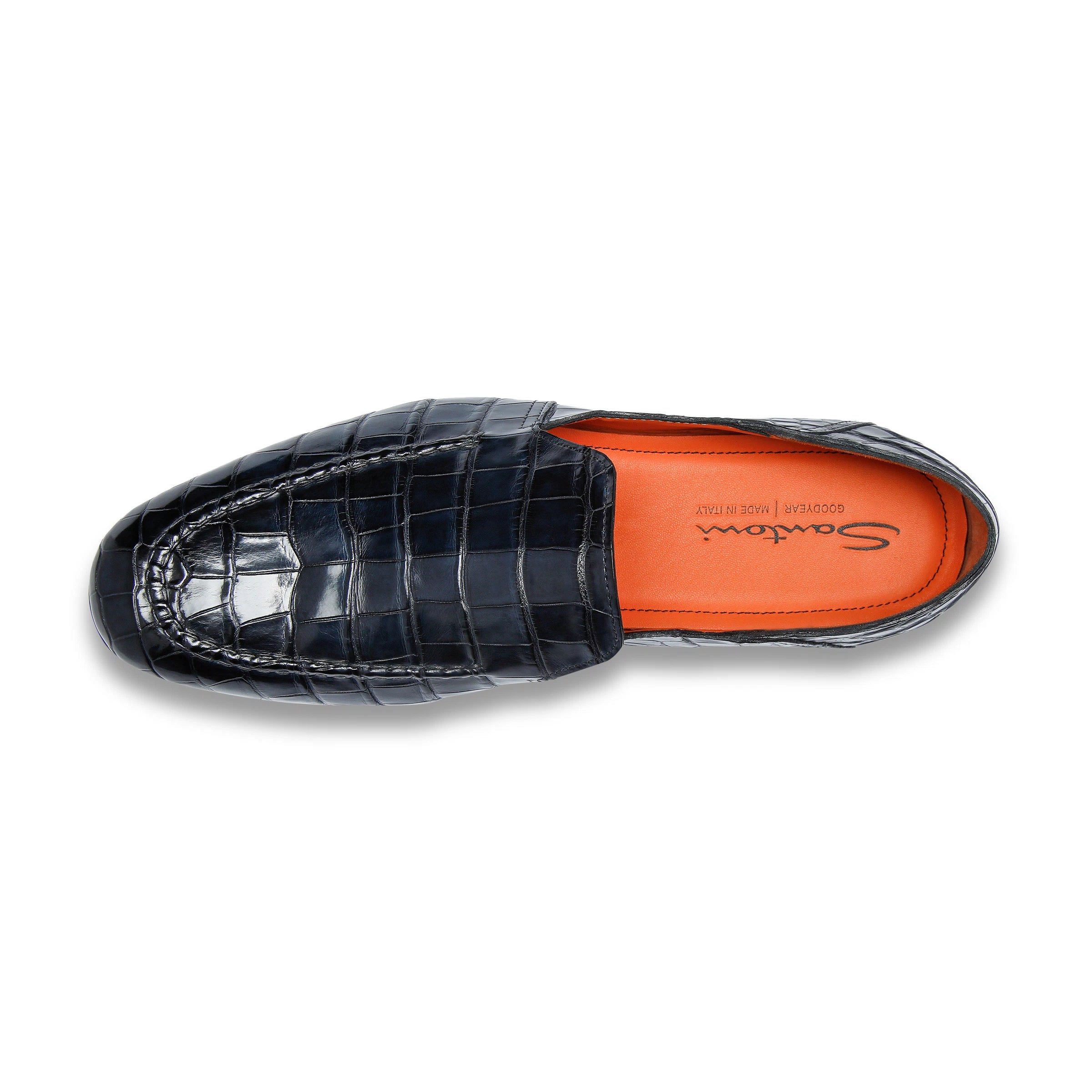 Dunkelblaue Krokodil-Loafers