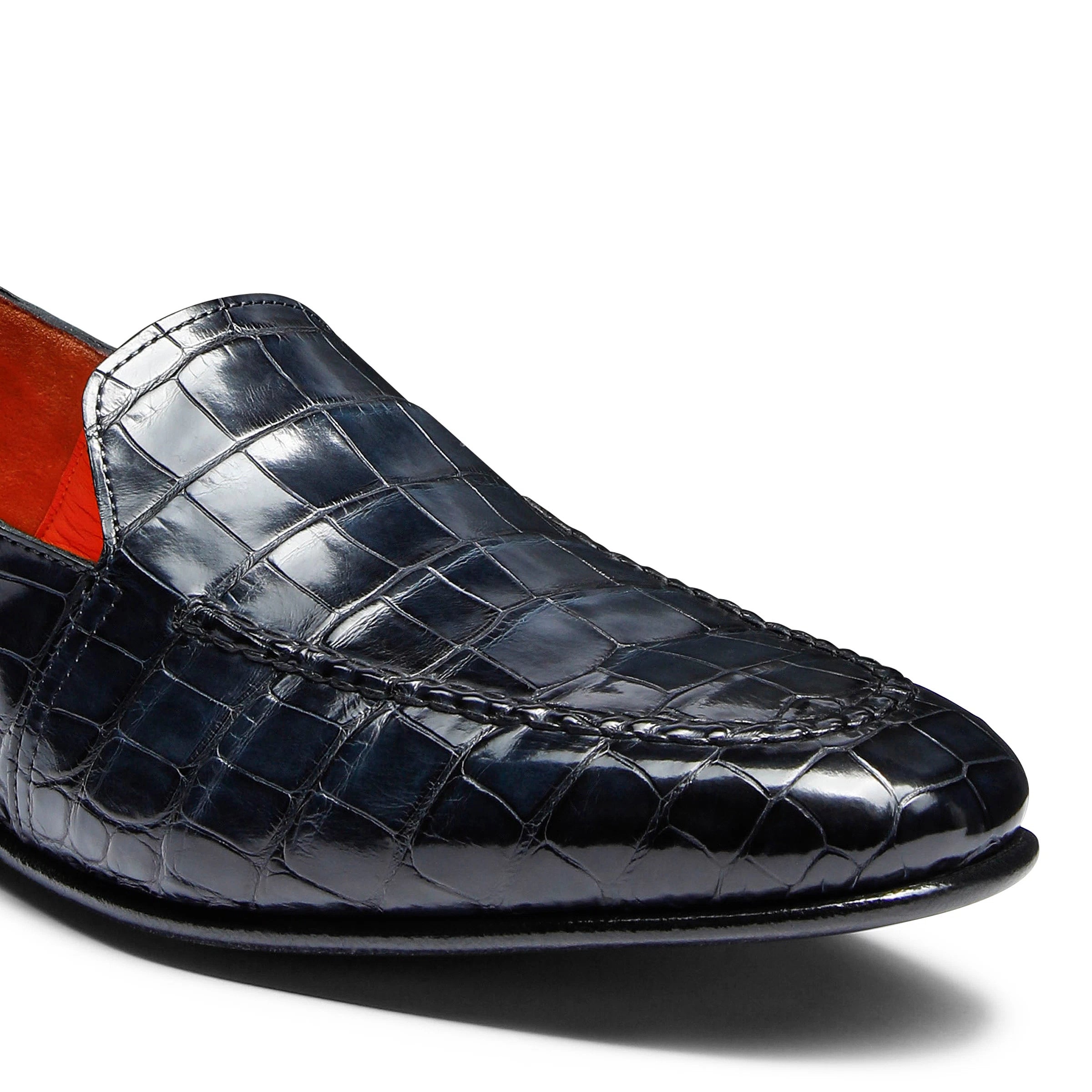 Dunkelblaue Krokodil-Loafers