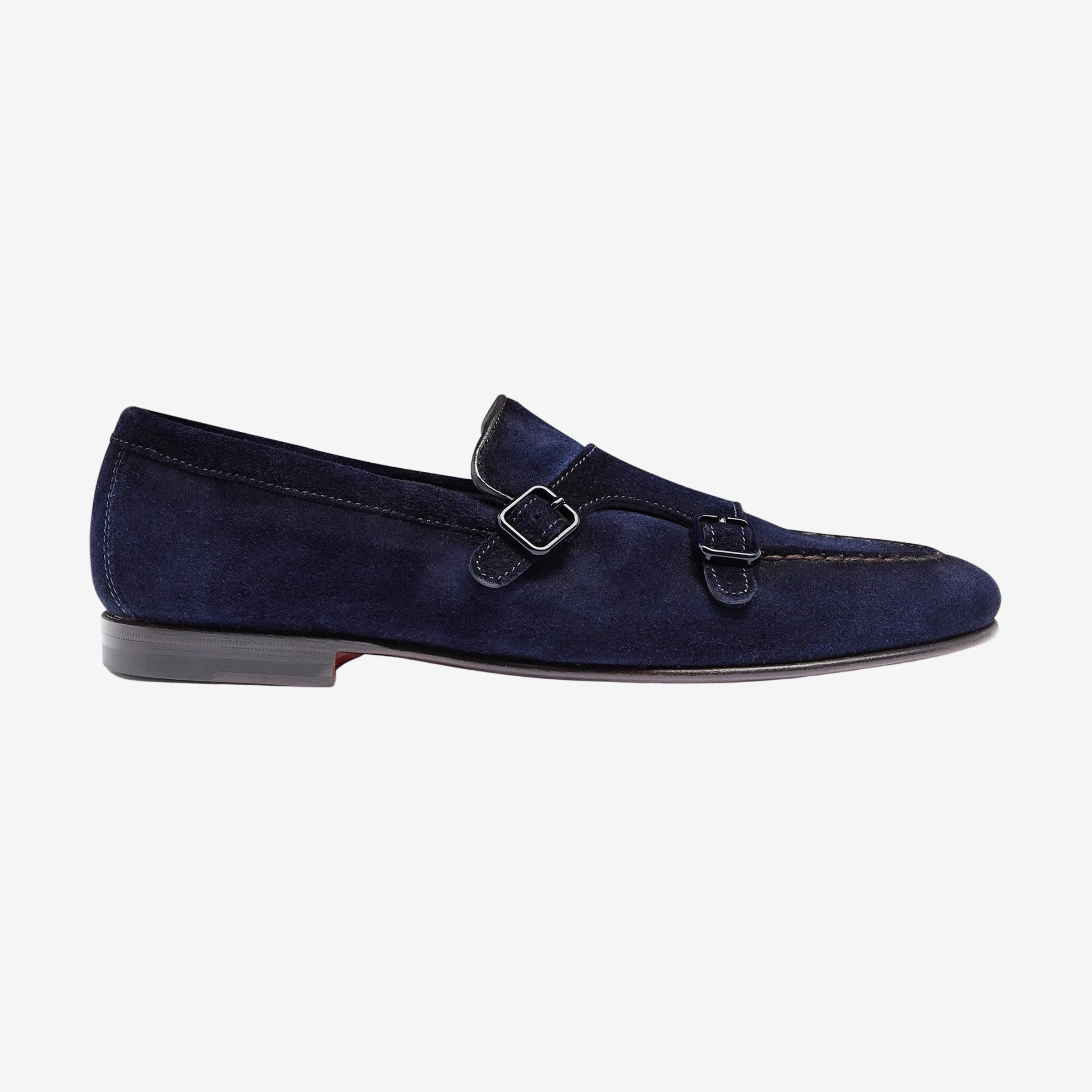Blauer Wildleder Doppel Schnalle Loafers