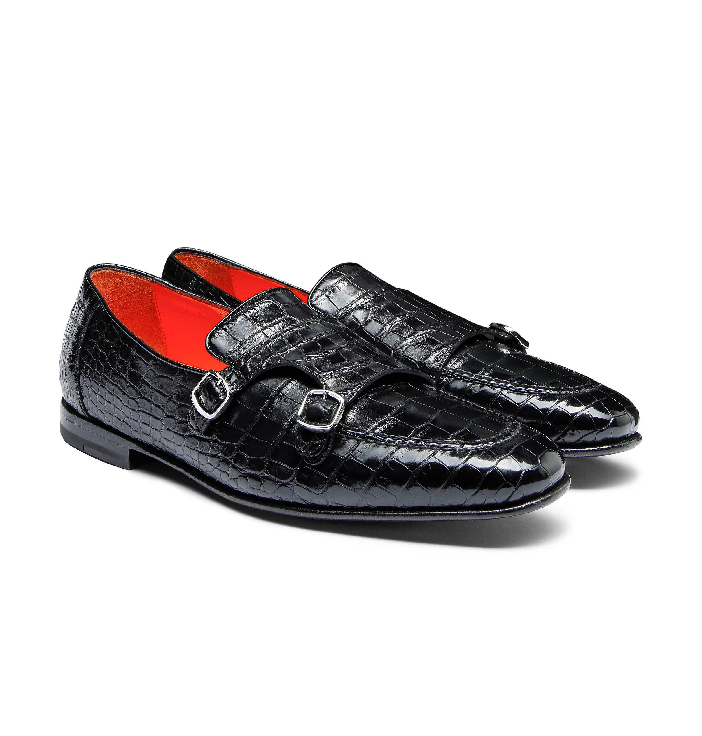 zwarte loafer alligator dubbele gesp