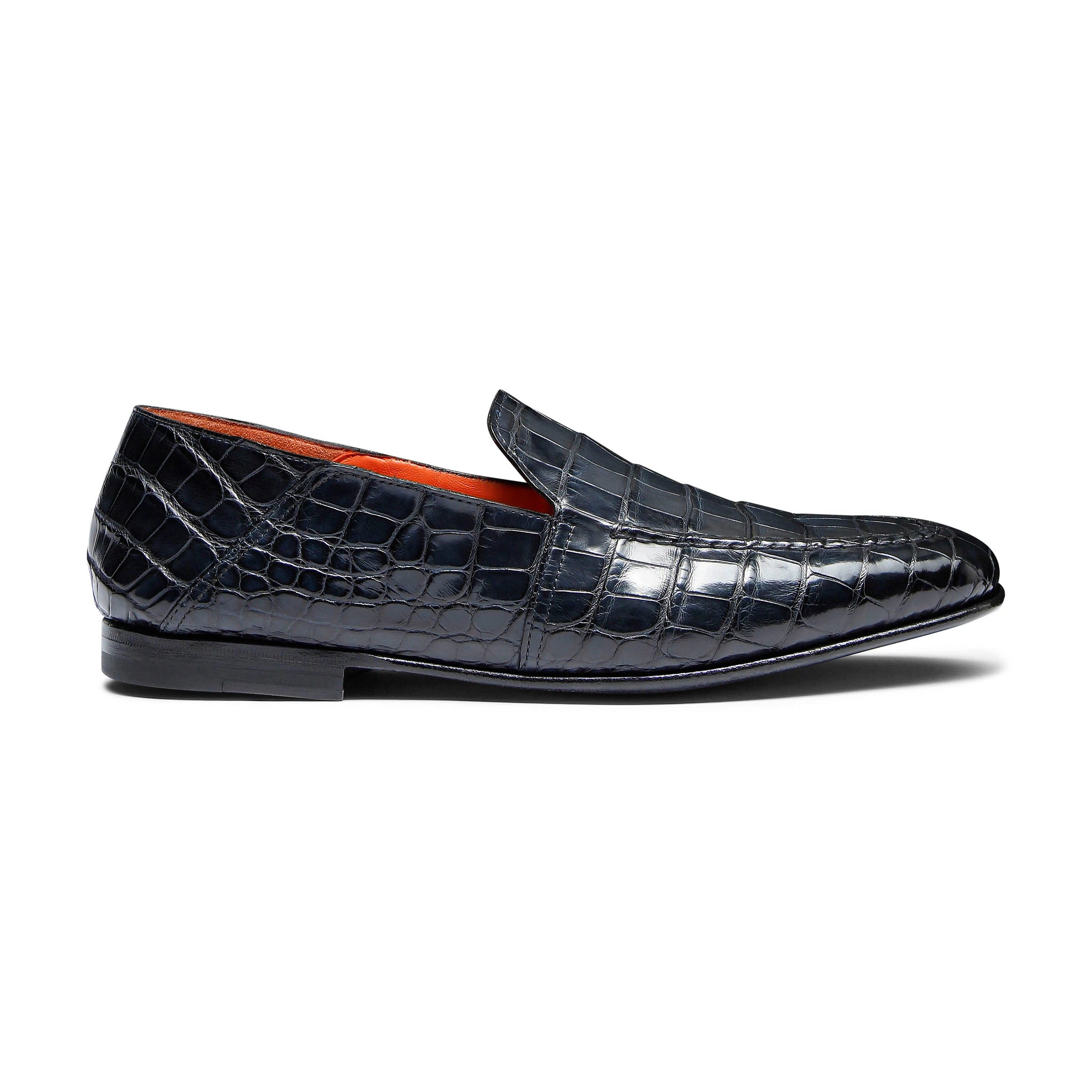 blue alligator leather loafer