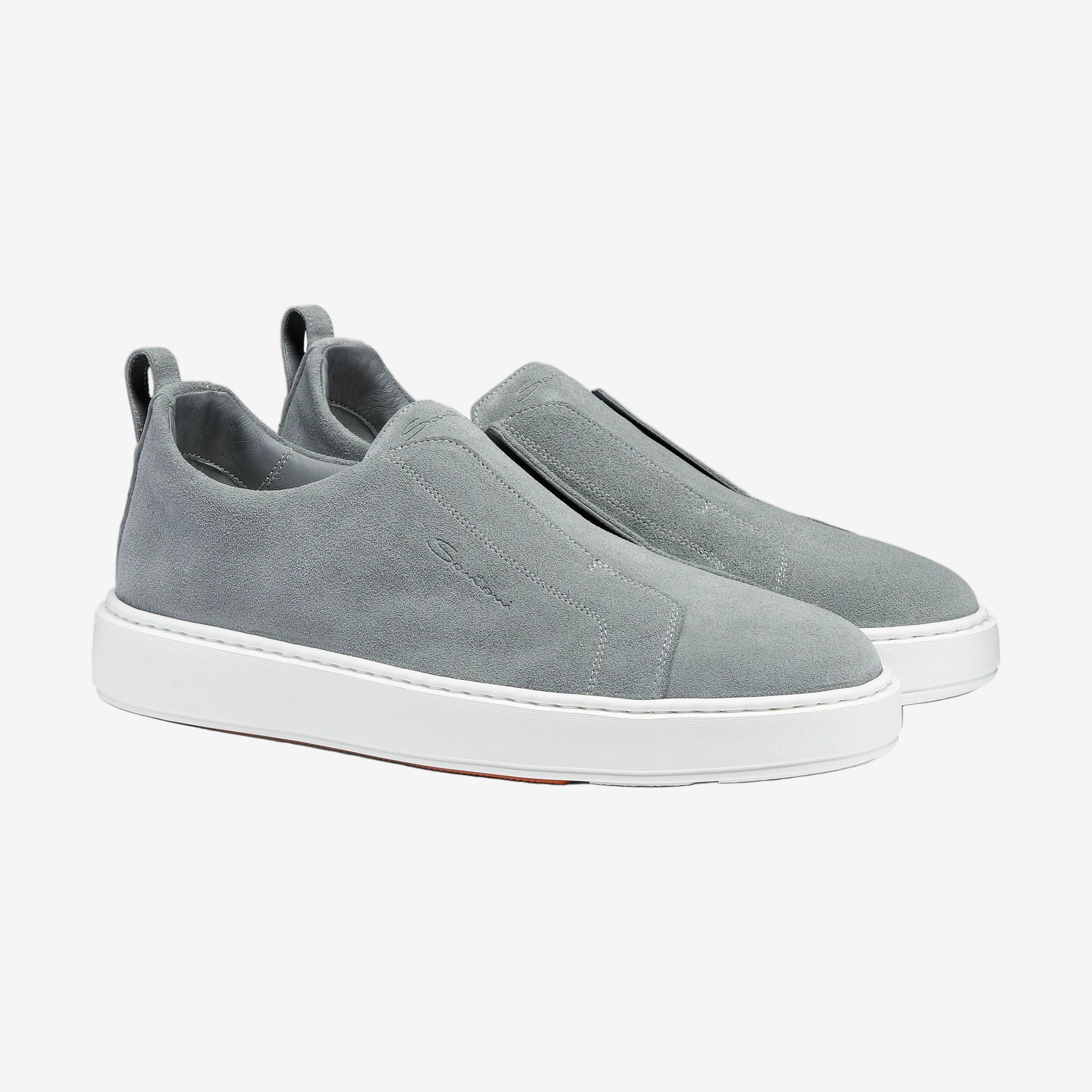 Light Blue suede slip-on sneakers