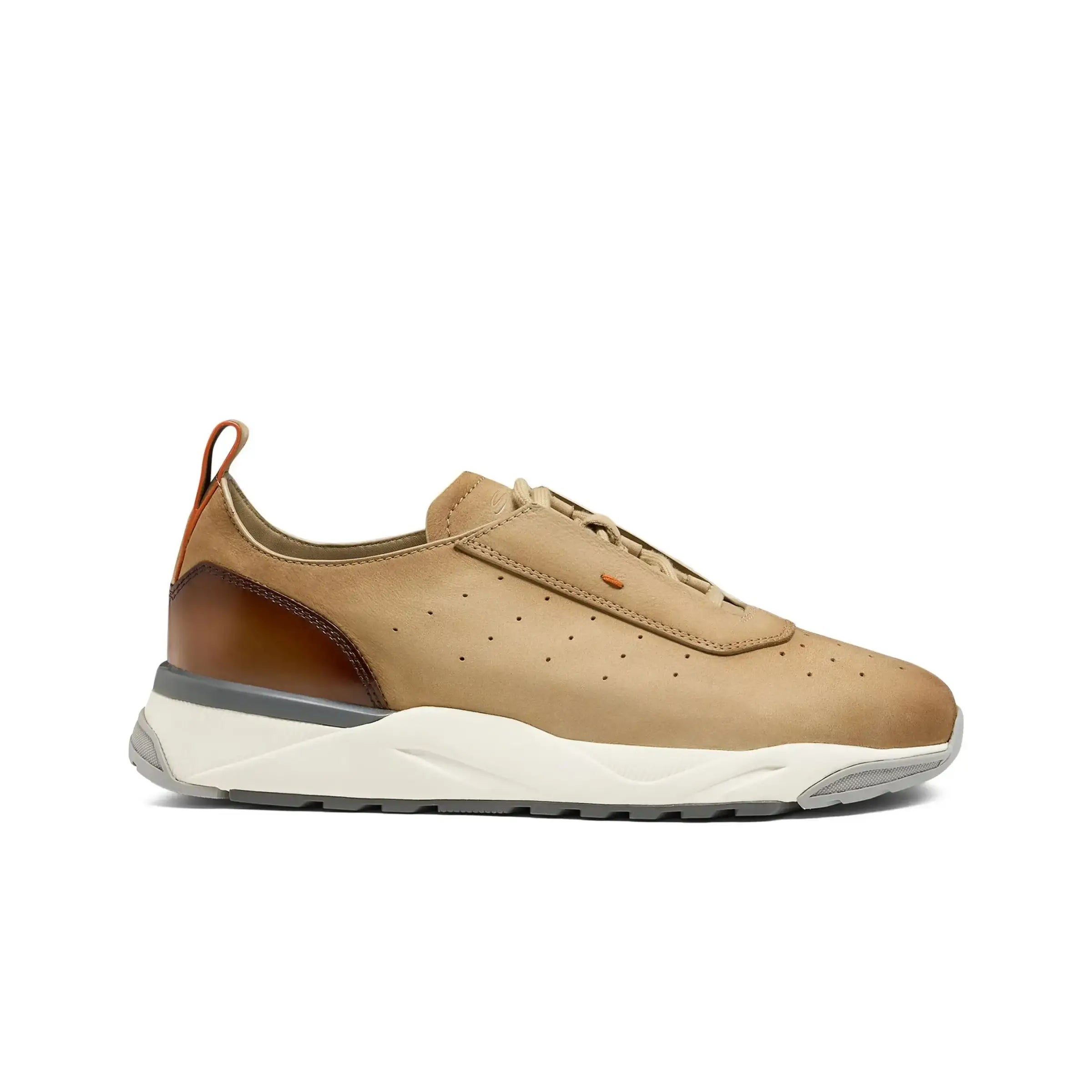Beige leather sneakers rubber sole