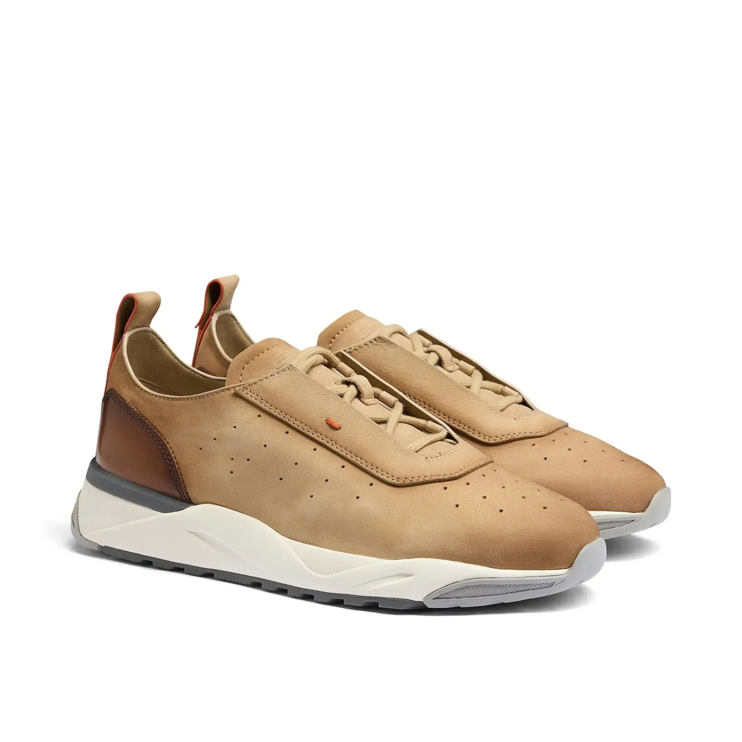 Beige leather sneakers rubber sole