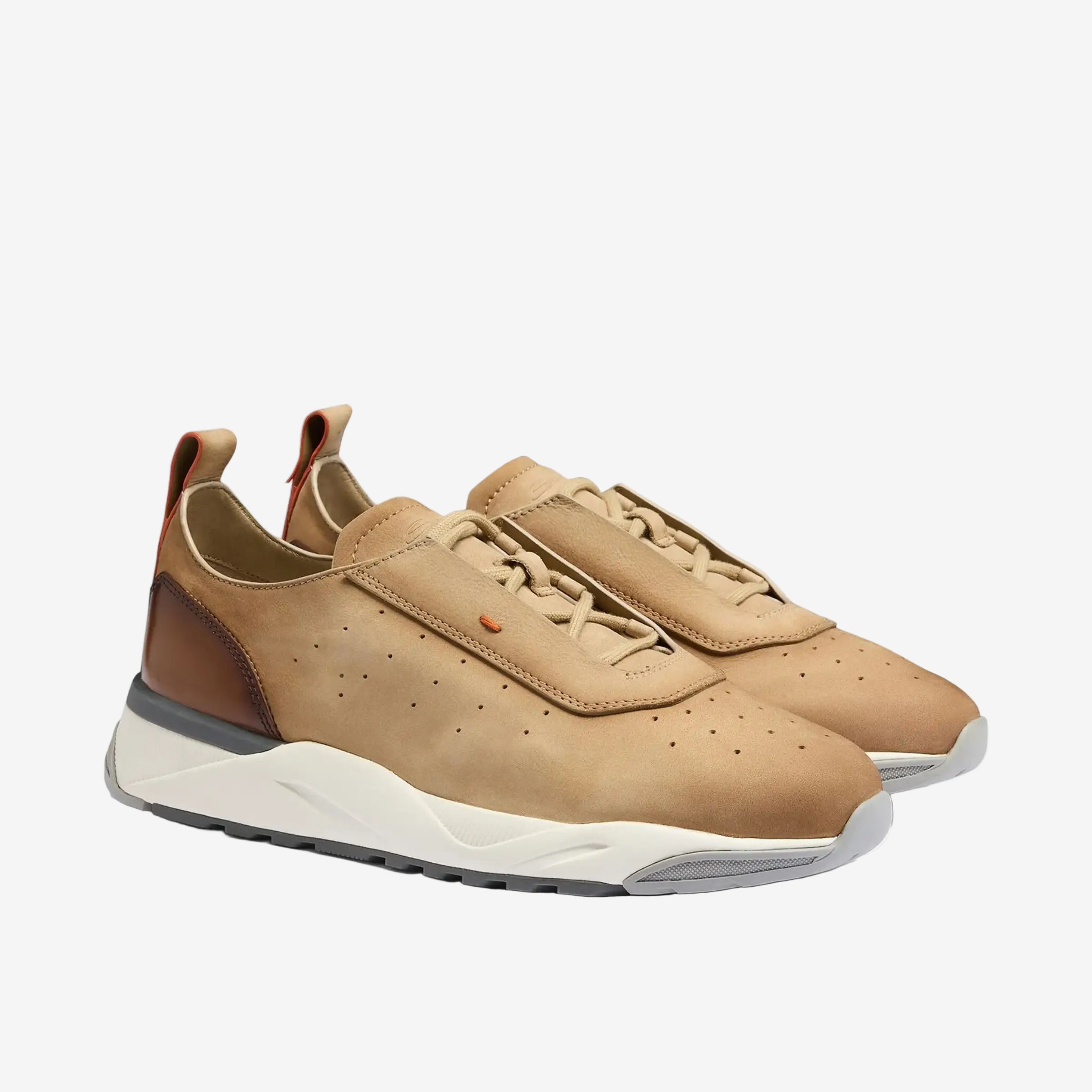 Beige leather sneakers rubber sole