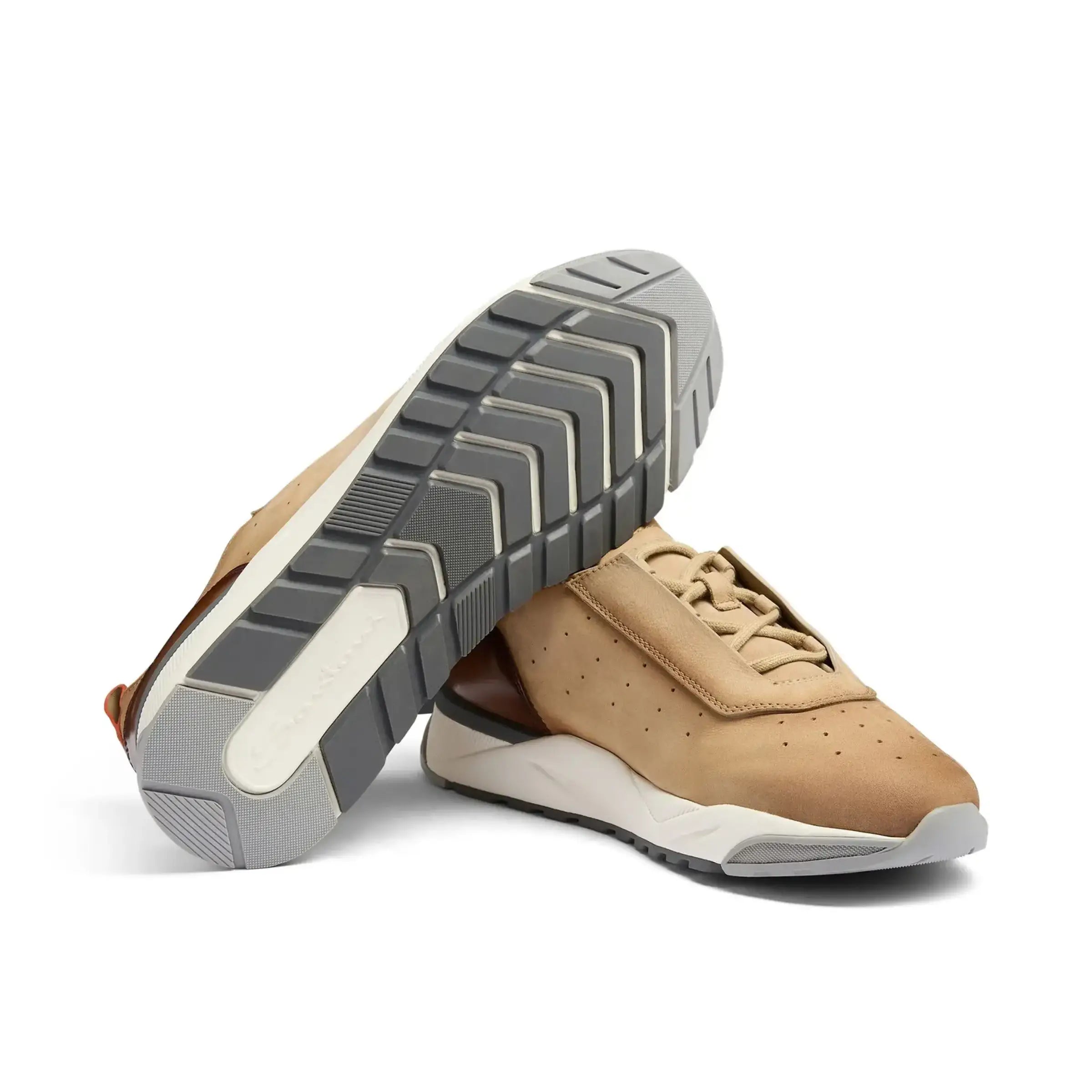 Beige leather sneakers rubber sole