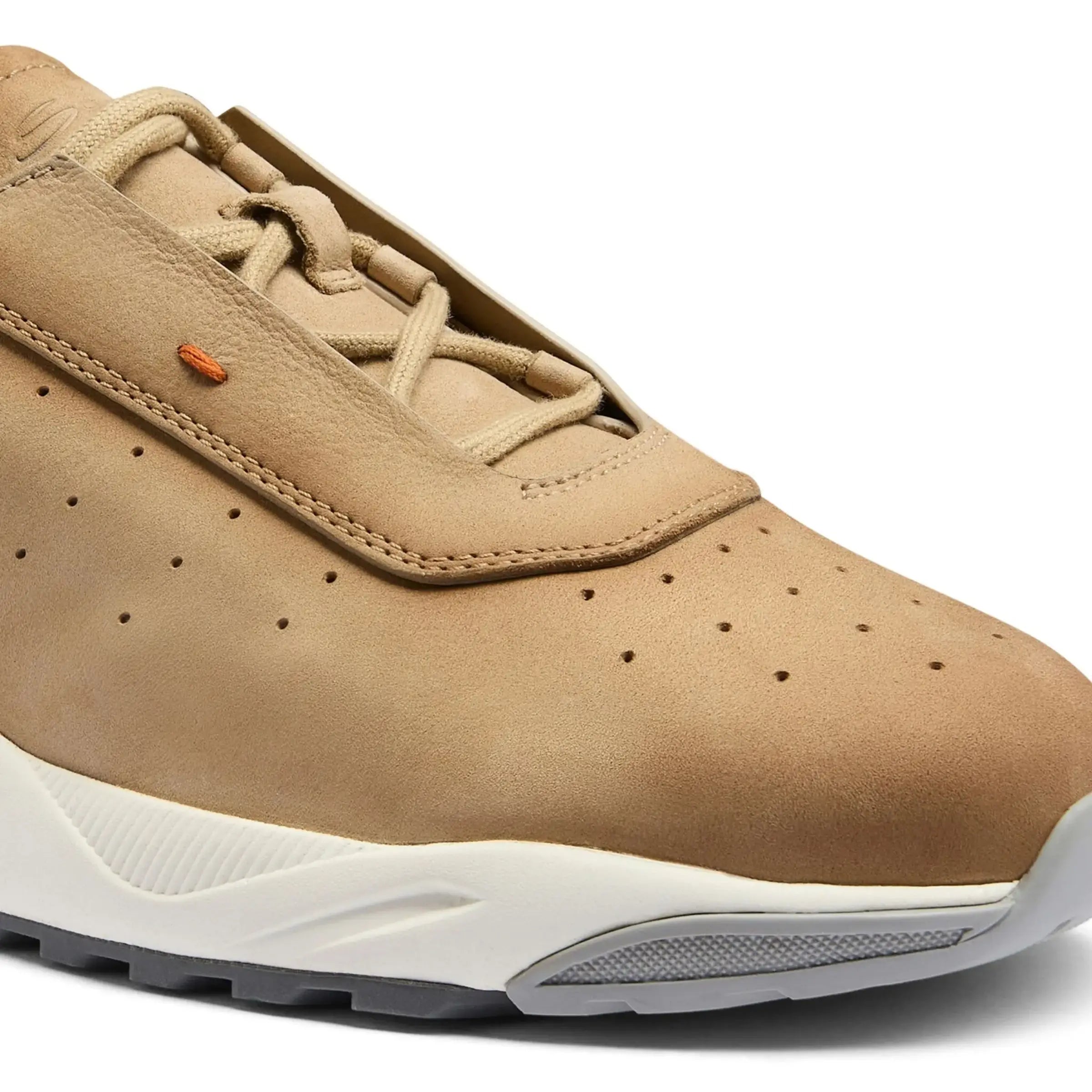 Beige leather sneakers rubber sole