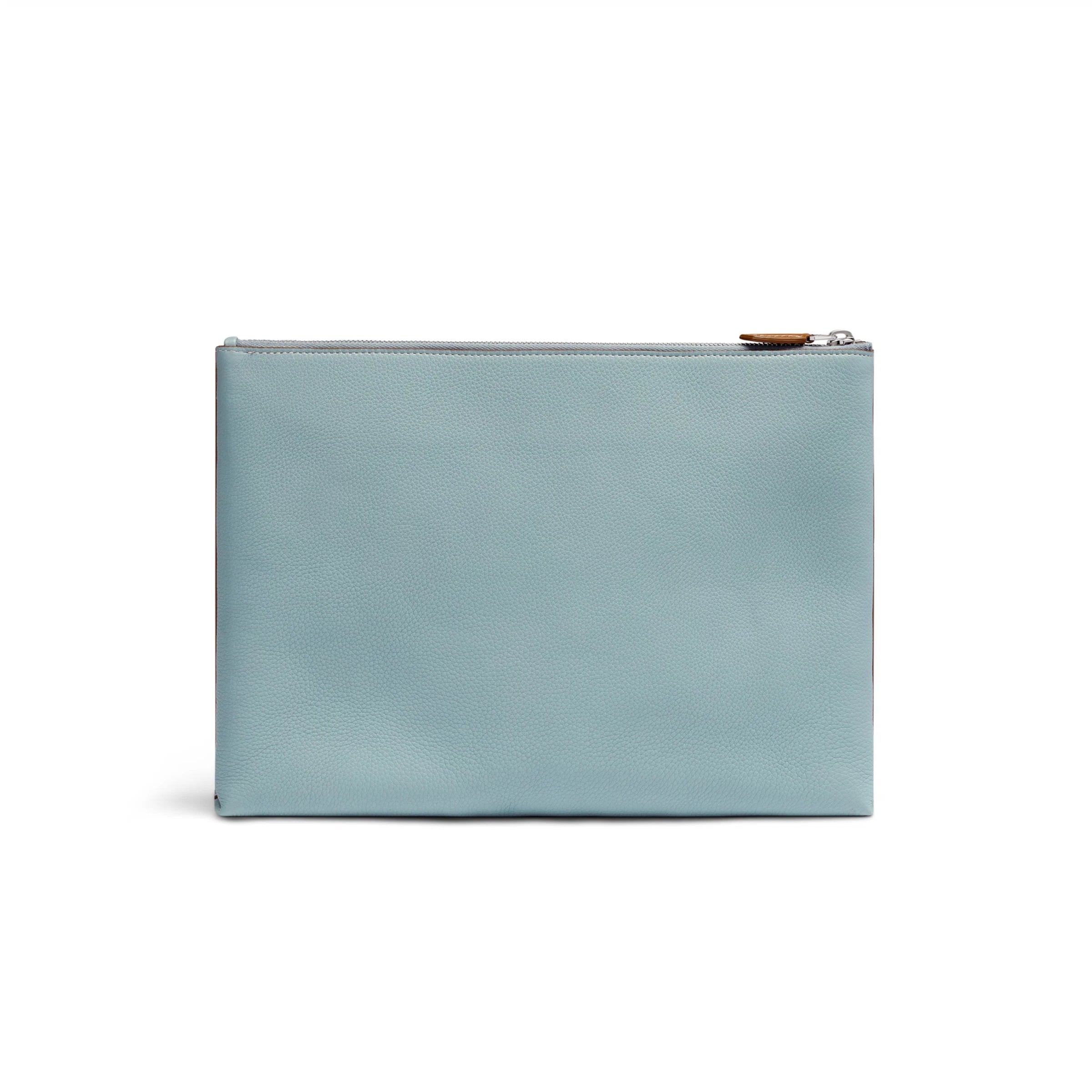 Light blue tumbled leather pouch