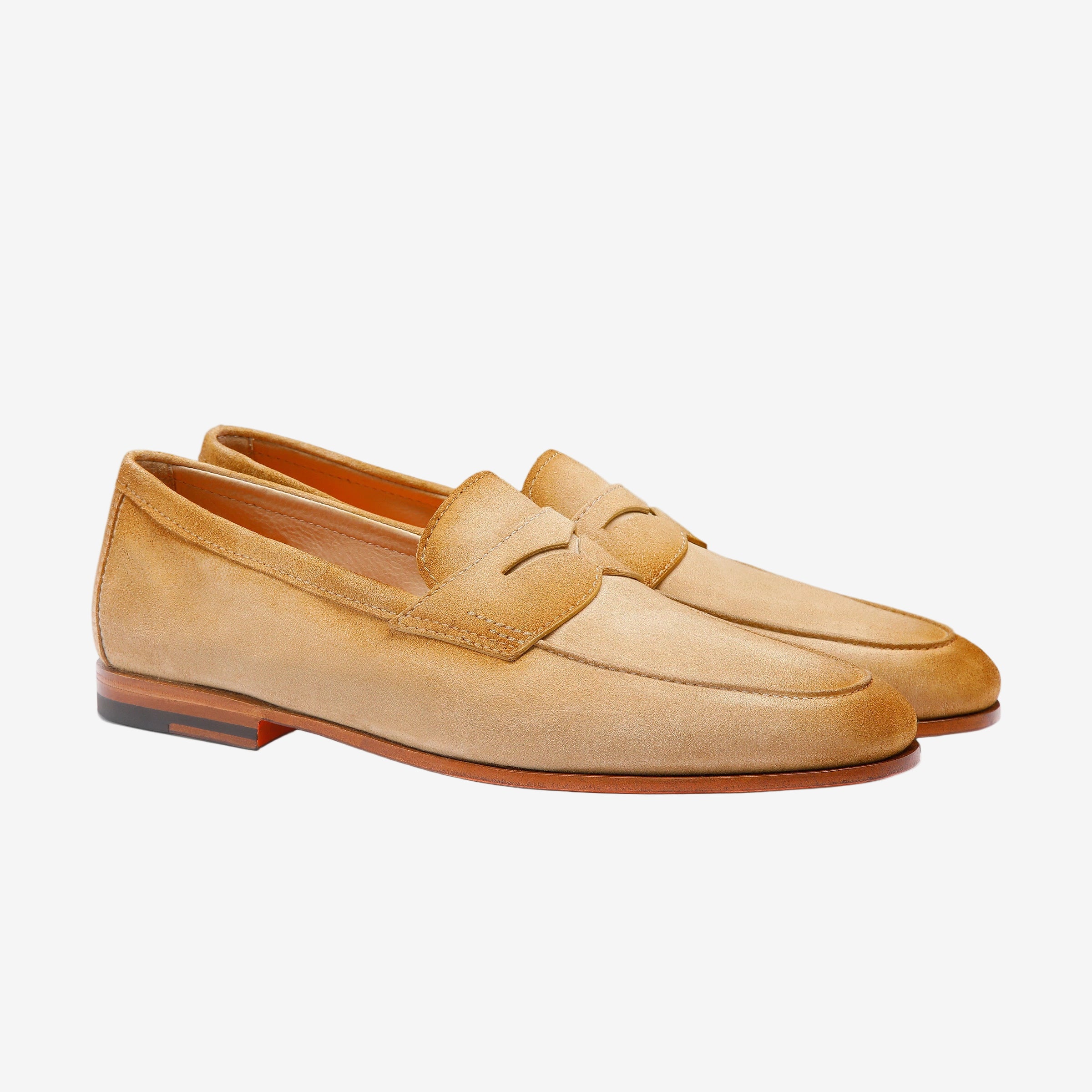 Hellbeige Wildleder Penny Loafers